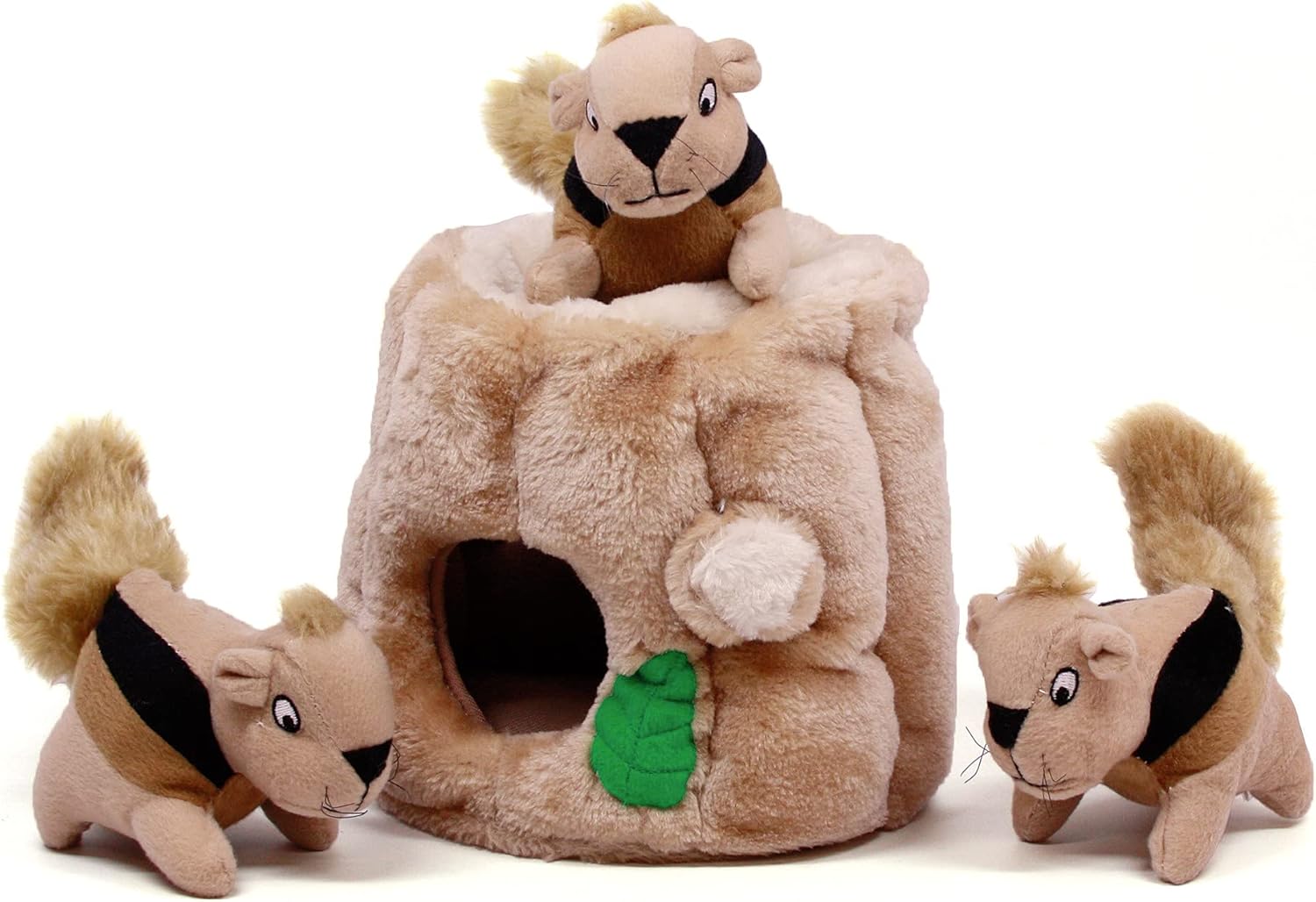 outward hound hide-a-squirrel dog toy small plush puzzle 2-in-1 interactive squeaky