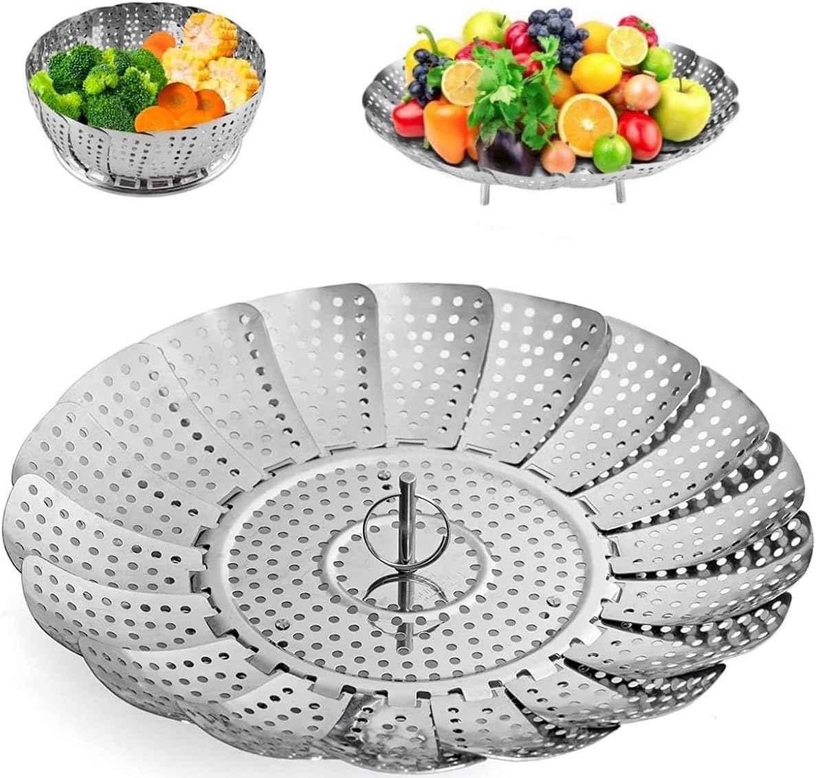 Zocy Steamer Basket, Stainless Steel Vegetable Steam Baskets for Steaming Cooking Expandable to Fit Various Size Pot (5.5" to 9.3")