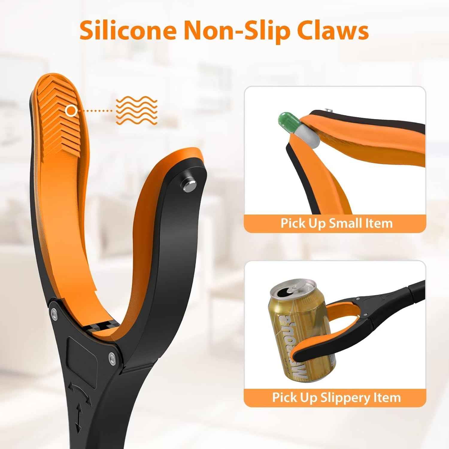 32" Grabber Reacher Tool, 2-Pack Foldable Reacher Grabber Pickup Tool with 360° Rotating Jaw & Magnet, Trash Picker Upper Grabber, Lightweight Grabbers for Seniors Heavy Duty