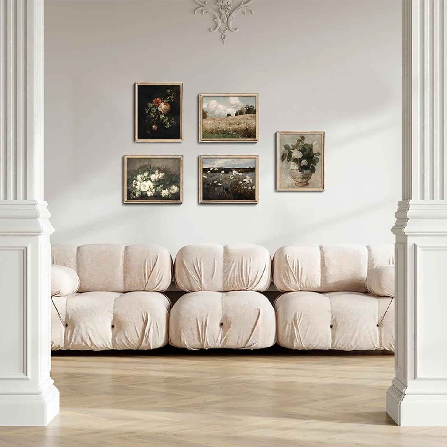 RETRART Vintage Wall Art, Vintage Floral Wall Art Prints - Moody Dark Academia Decor for Rustic Aesthetic - 8" x 10" Unframed Canvas Prints for Bedroom Living Room Bathroom Wall Decor