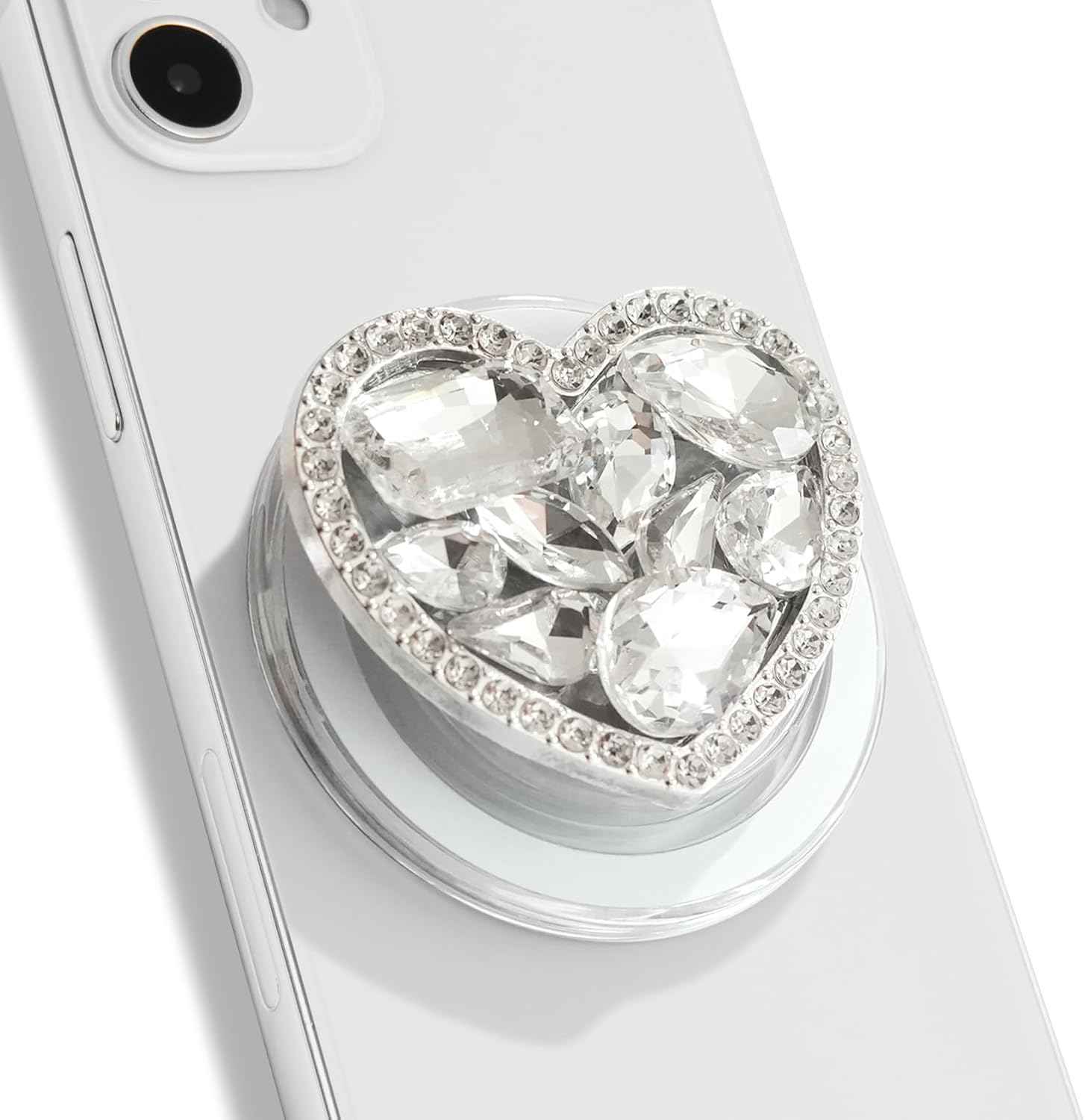 OnTheGrip Compatible with Magsafe Cute Cubic Diamond Heart Shape Design Collapsible Mobile Phone Grip Stand Holder for Smartphone Tablet Cell Phone Accessory (Gold Small)