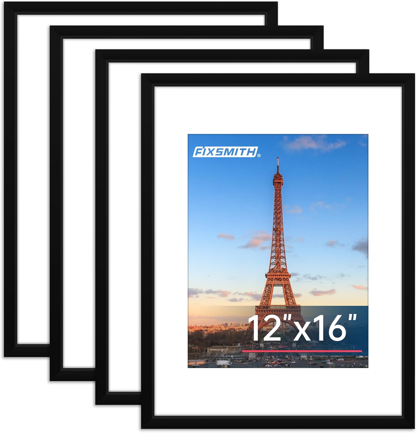 FIXSMITH 8x10 Picture Frame Set of 2, Photo Frame with HD Plexiglass, Display Pictures 5x7 with Mat or 8x10 Without Mat Multi Picture Frames Collage for Tabletop or Wall Display, Black
