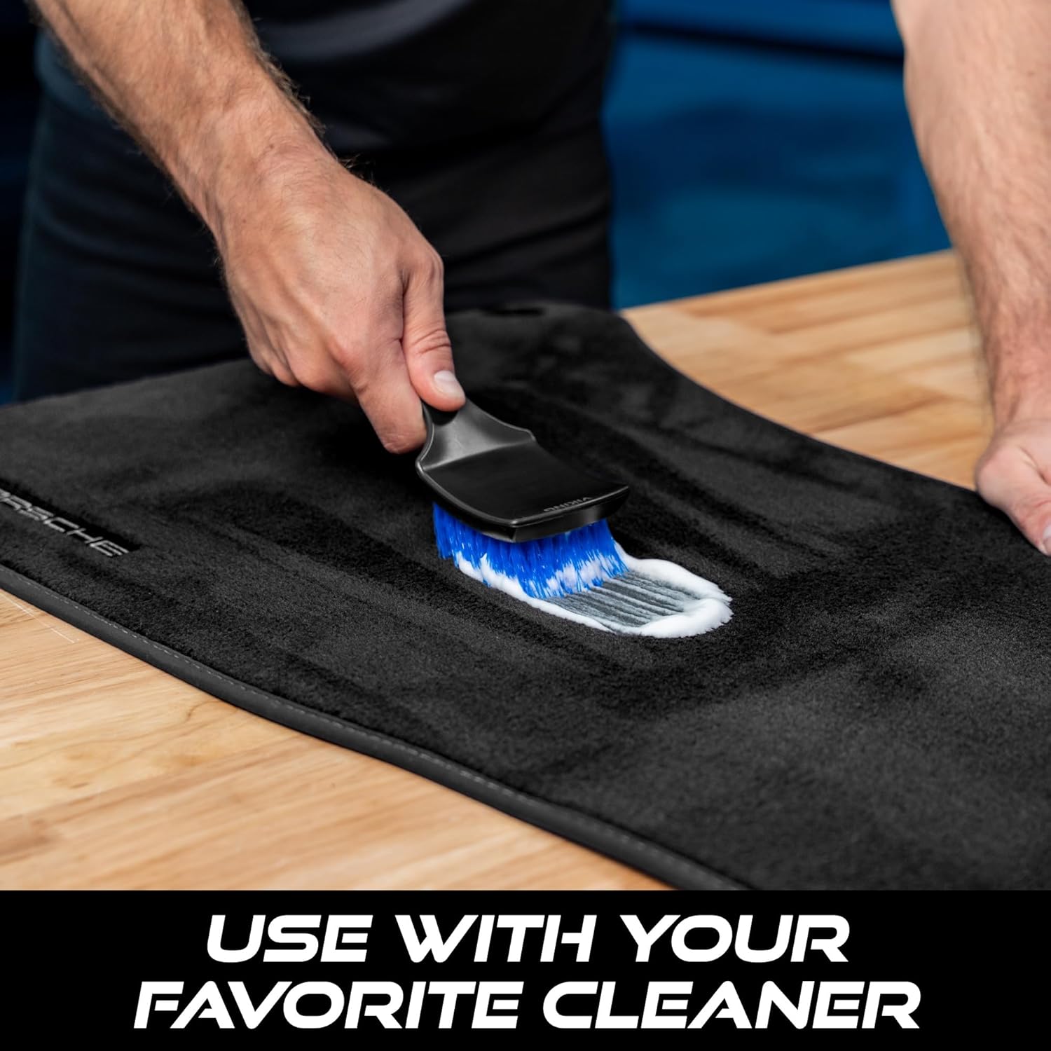 Viking carpet cleaning and scrub brush for floor mats car interior home cleaning black and blue 8.3 x 2.5 inch