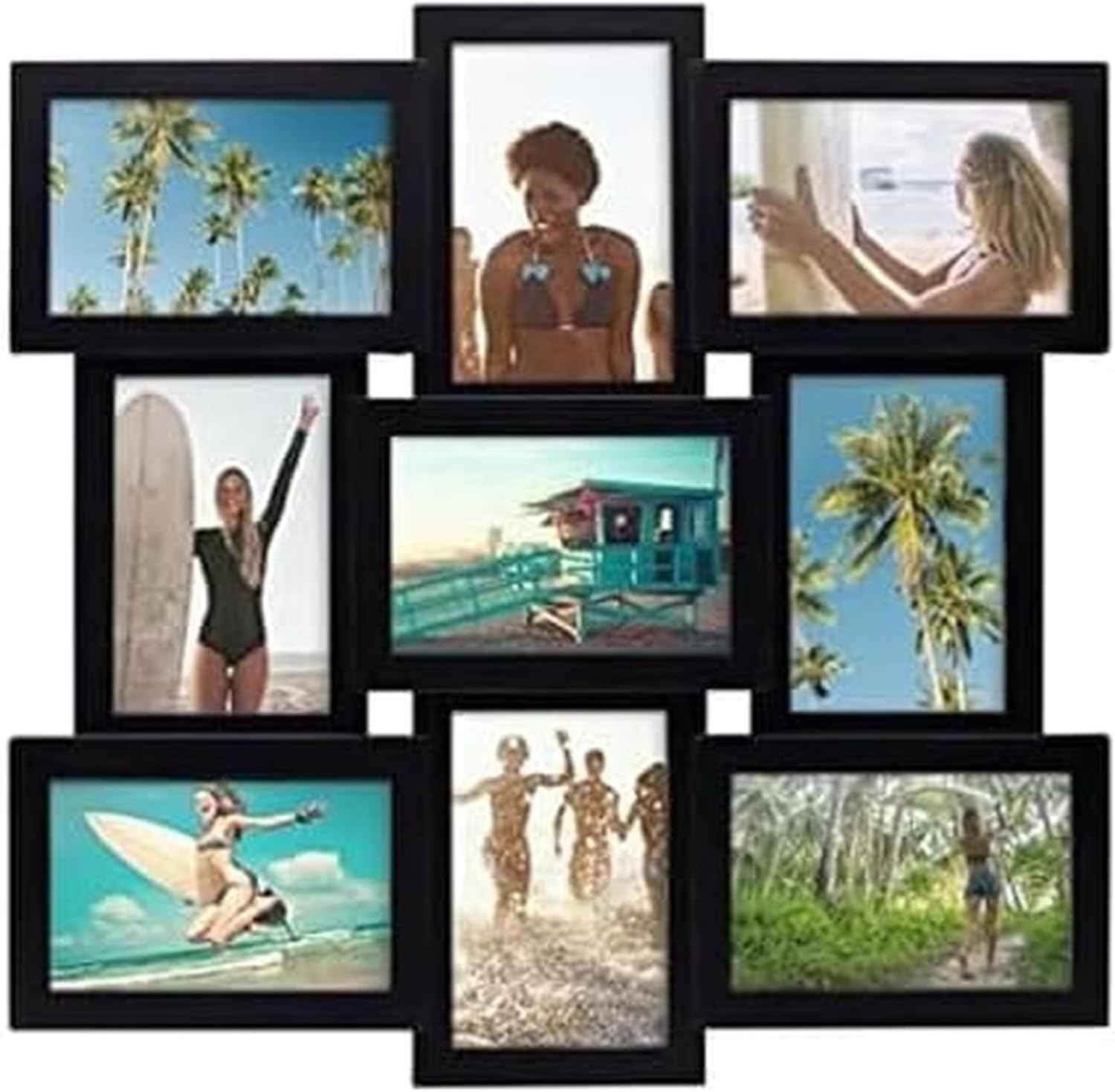 Melannco 18x23 Inch Black Collage Picture Frame - Multi-photo Frame with 12 Openings - Six 6x4 and Six 4x6 Slots - Wall Mounted Gallery Frame for Family Photos - Home Decor Multi-picture Frame