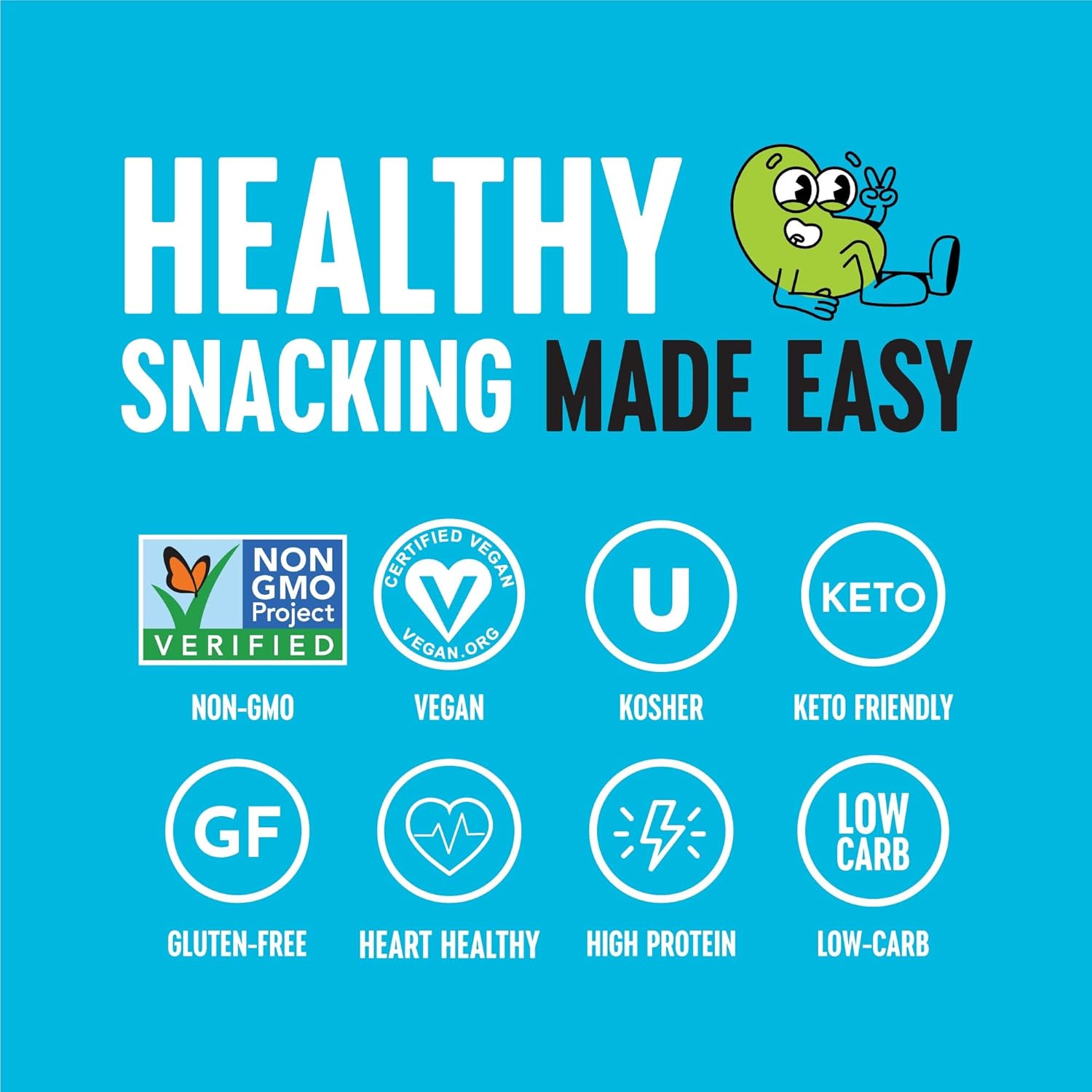 the only bean crunchy dry roasted edamame snacks (sea salt) 11g high protein low carb keto office vegan food