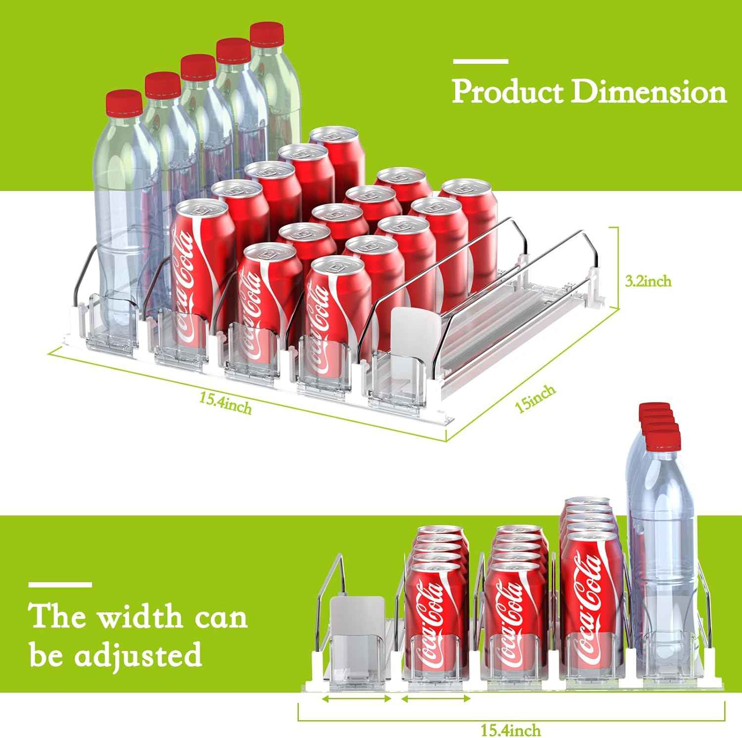 Drink Organizer for Fridge,Self Pushing Fridge Drink Organizer,Automatic Drink Dispenser for Fridge-Holds up to 25 Cans