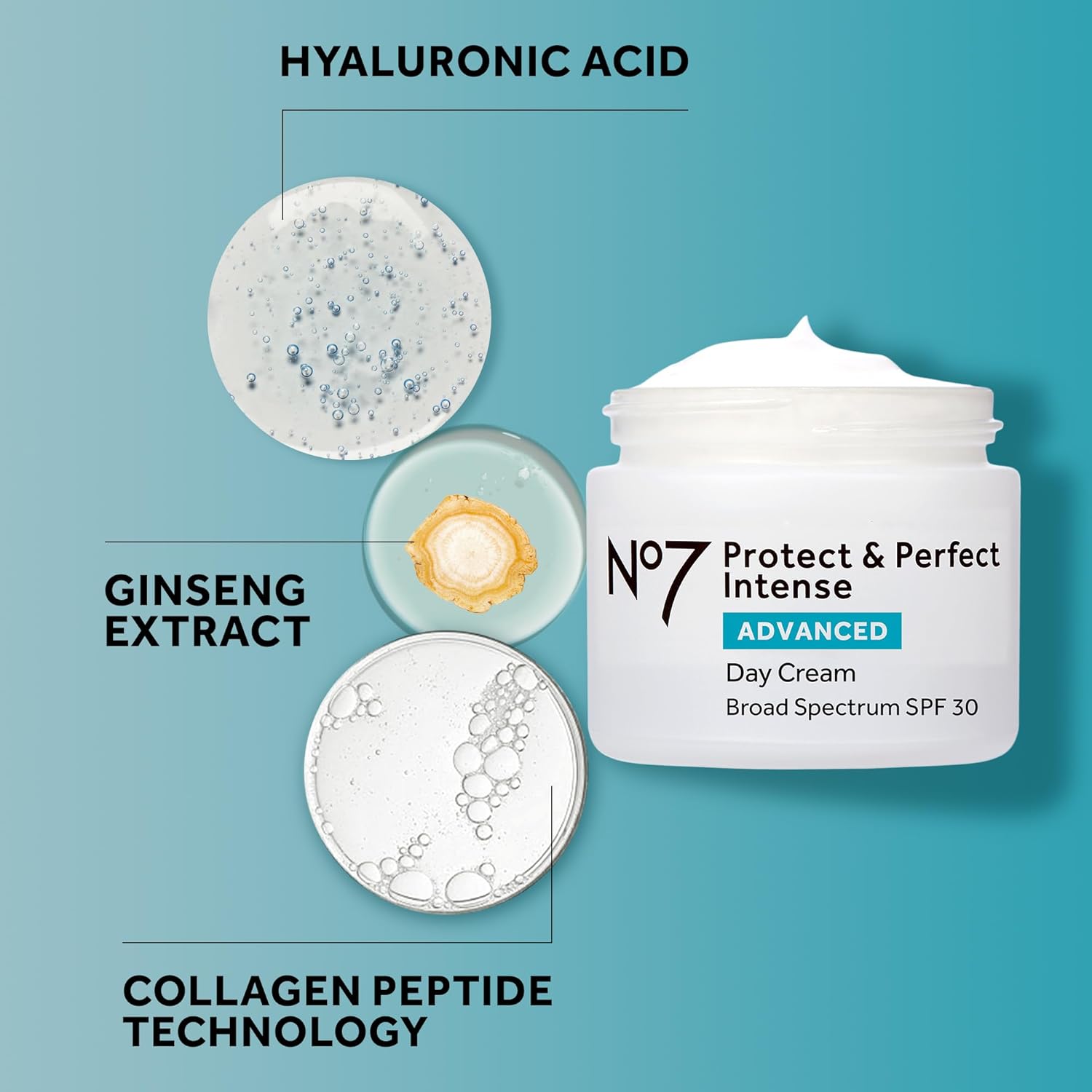 No7 protect & perfect intense advanced face cream with hyaluronic acid & collagen peptide technology 1.69 oz