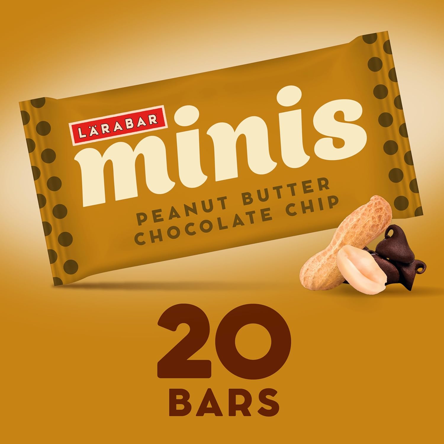 Larabar peanut butter chocolate chip mini bars, gluten free vegan, 20-count snack size