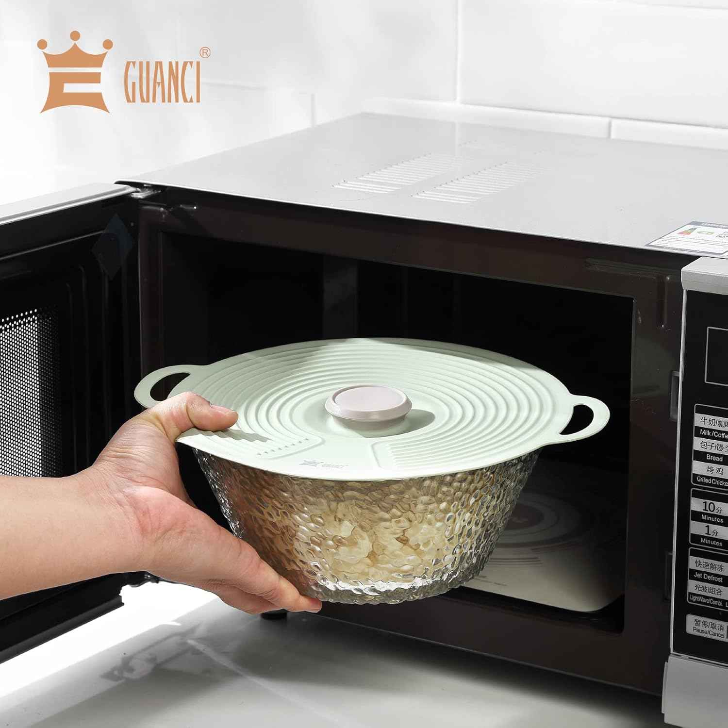 GUANCI Silicone Lids for Bowl 8 Pack, Microwave Splatter Cover with 6 Sizes Reusable Heat Resistant Lids Fits Cups, Bowls, Plates, Pots, Pans, Skillets, Stove Top, Oven, Fridge Dishwasher Safe