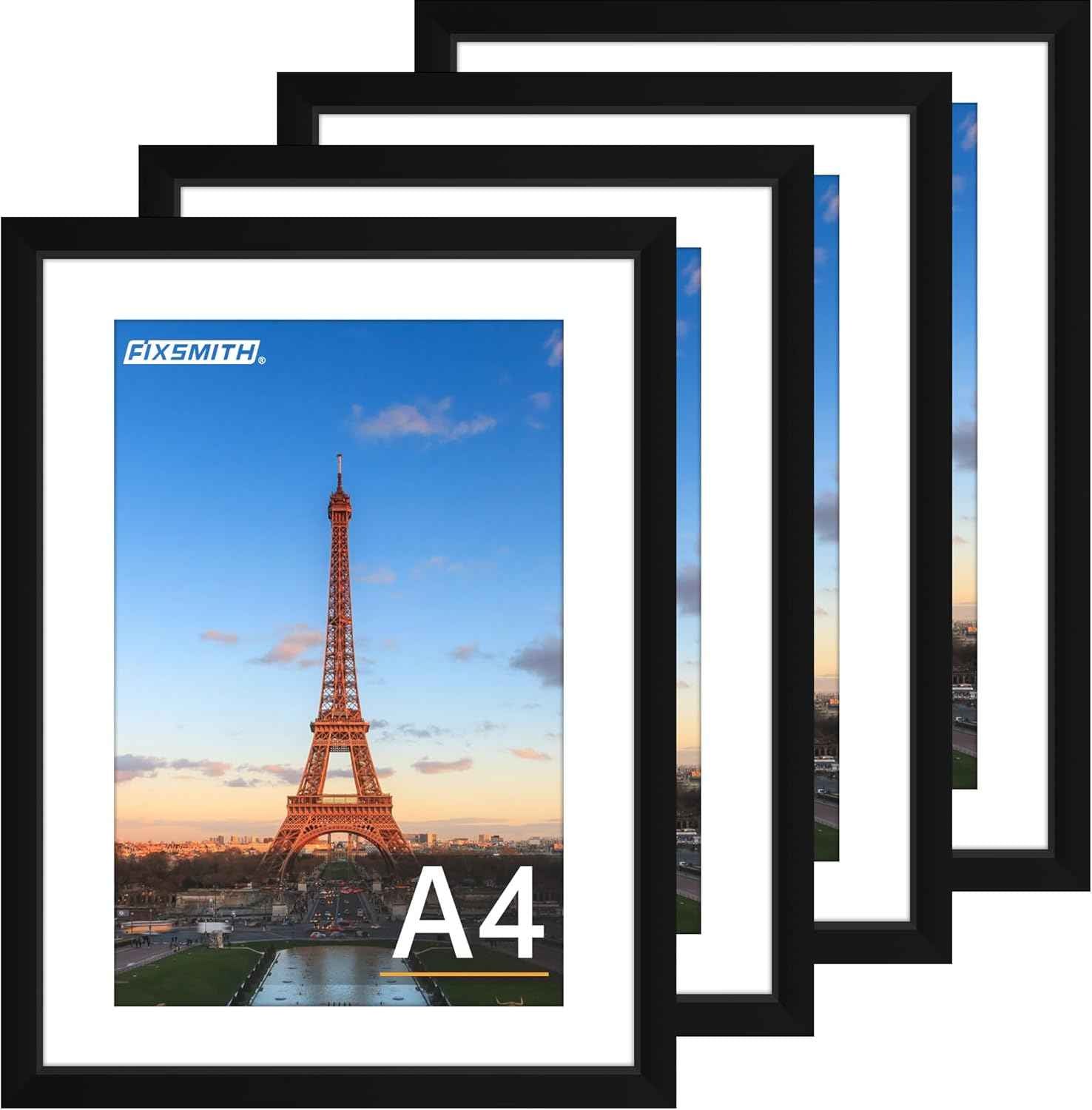 FIXSMITH 8x10 Picture Frame Set of 2, Photo Frame with HD Plexiglass, Display Pictures 5x7 with Mat or 8x10 Without Mat Multi Picture Frames Collage for Tabletop or Wall Display, Black
