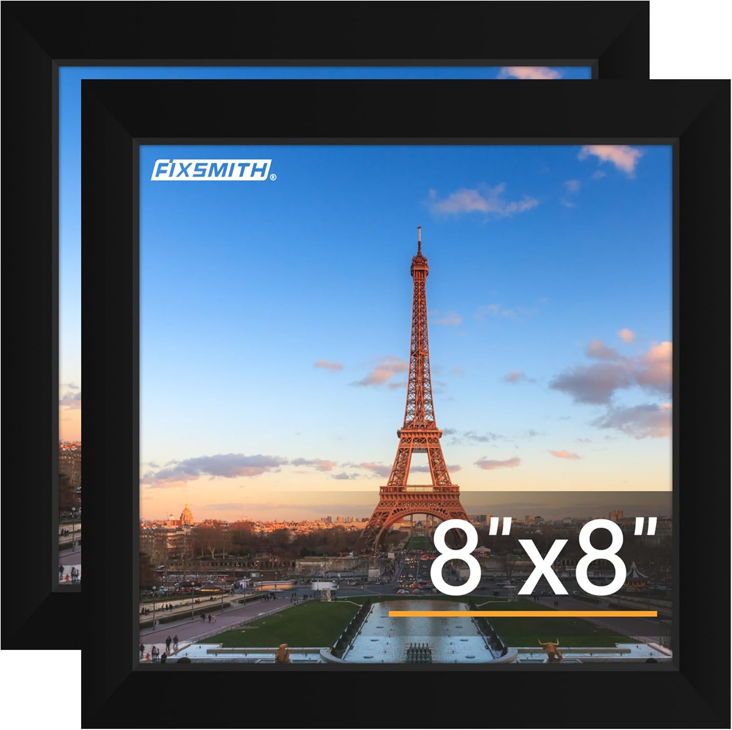 FIXSMITH 8x10 Picture Frame Set of 2, Photo Frame with HD Plexiglass, Display Pictures 5x7 with Mat or 8x10 Without Mat Multi Picture Frames Collage for Tabletop or Wall Display, Black