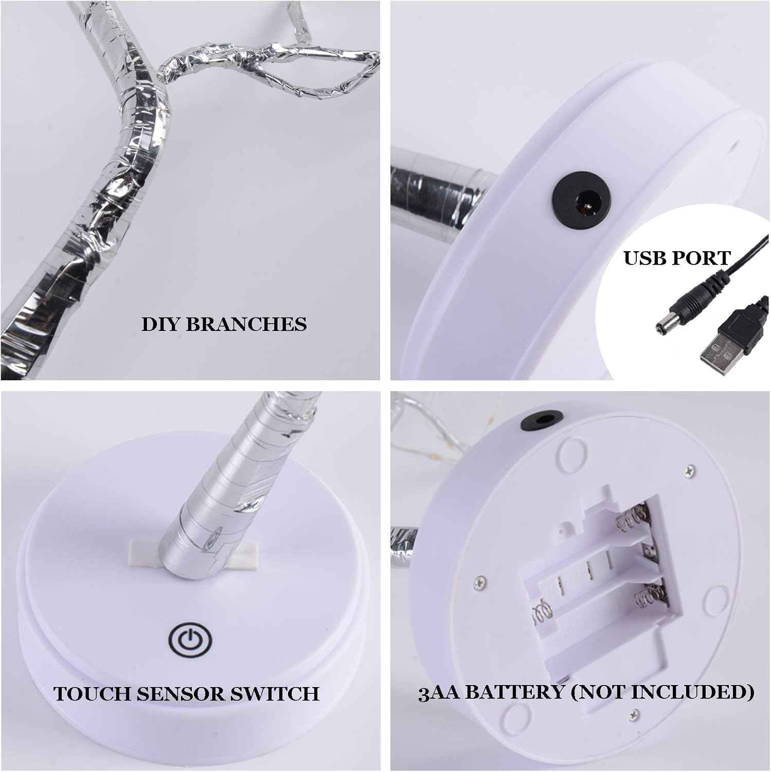 Room Decor, 20" 108 LED Tabletop Bonsai Tree Light, DIY Artificial Tree Lamp, Battery/USB Operated, Aesthetic Lamps for Living Room Bedroom Christmas Home Gifts House Decor (Warm White)