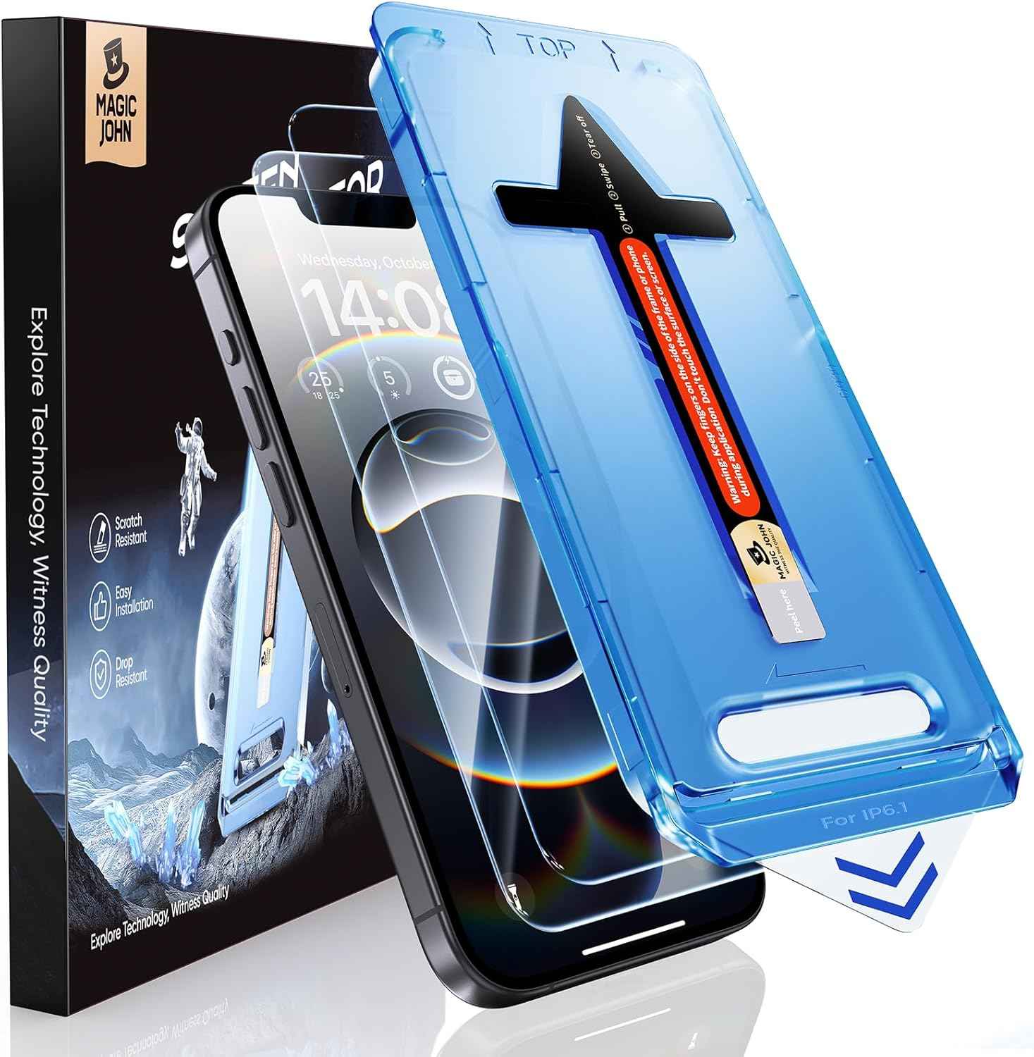 MAGIC JOHN 2 Pack for iPhone 17 Pro Max 6.9 inch Tempered Glass Screen Protector, Auto Dust-Elimination, Bubble Free, HD Clear, Easy Installation
