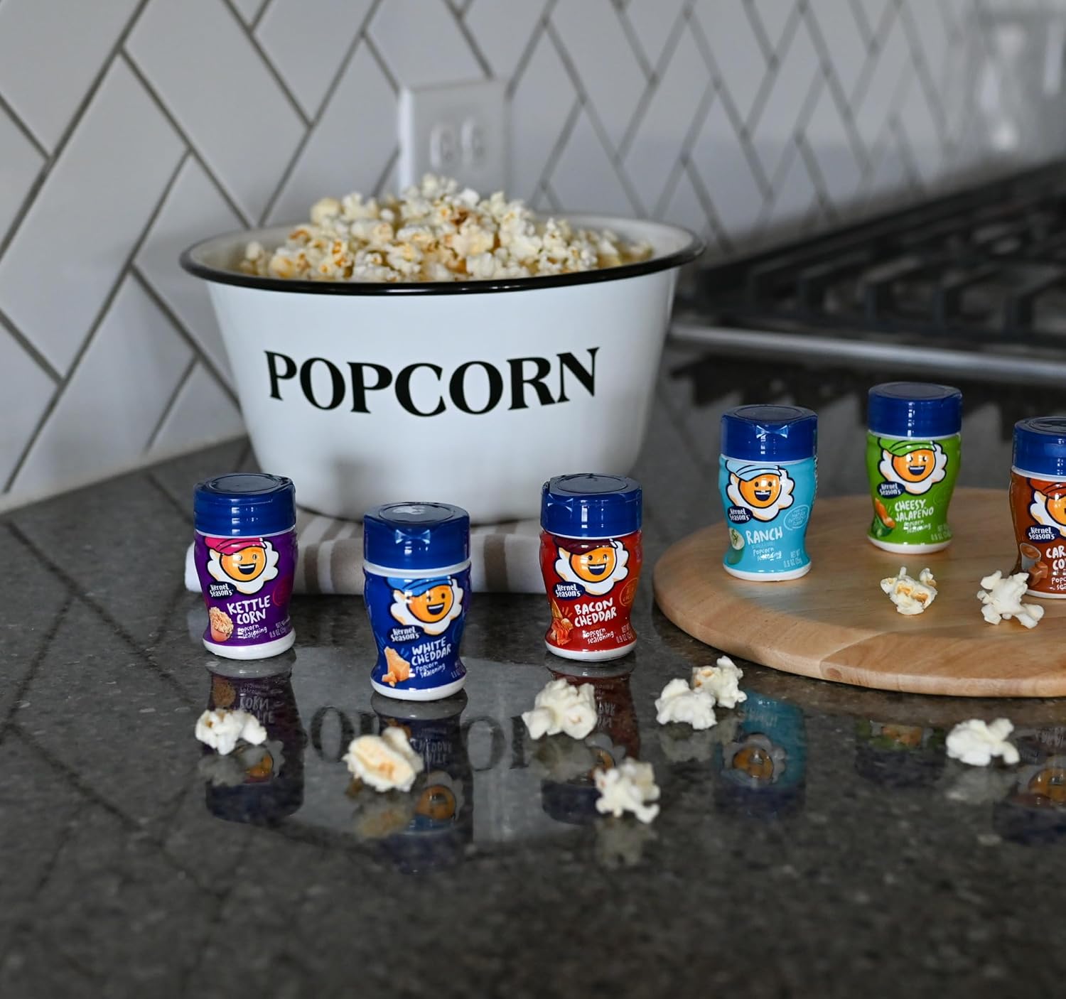 Kernel Season's 8-piece pop corn seasoning mini jars, 0.9 oz, variety pack, gluten-free, kosher, made in usa