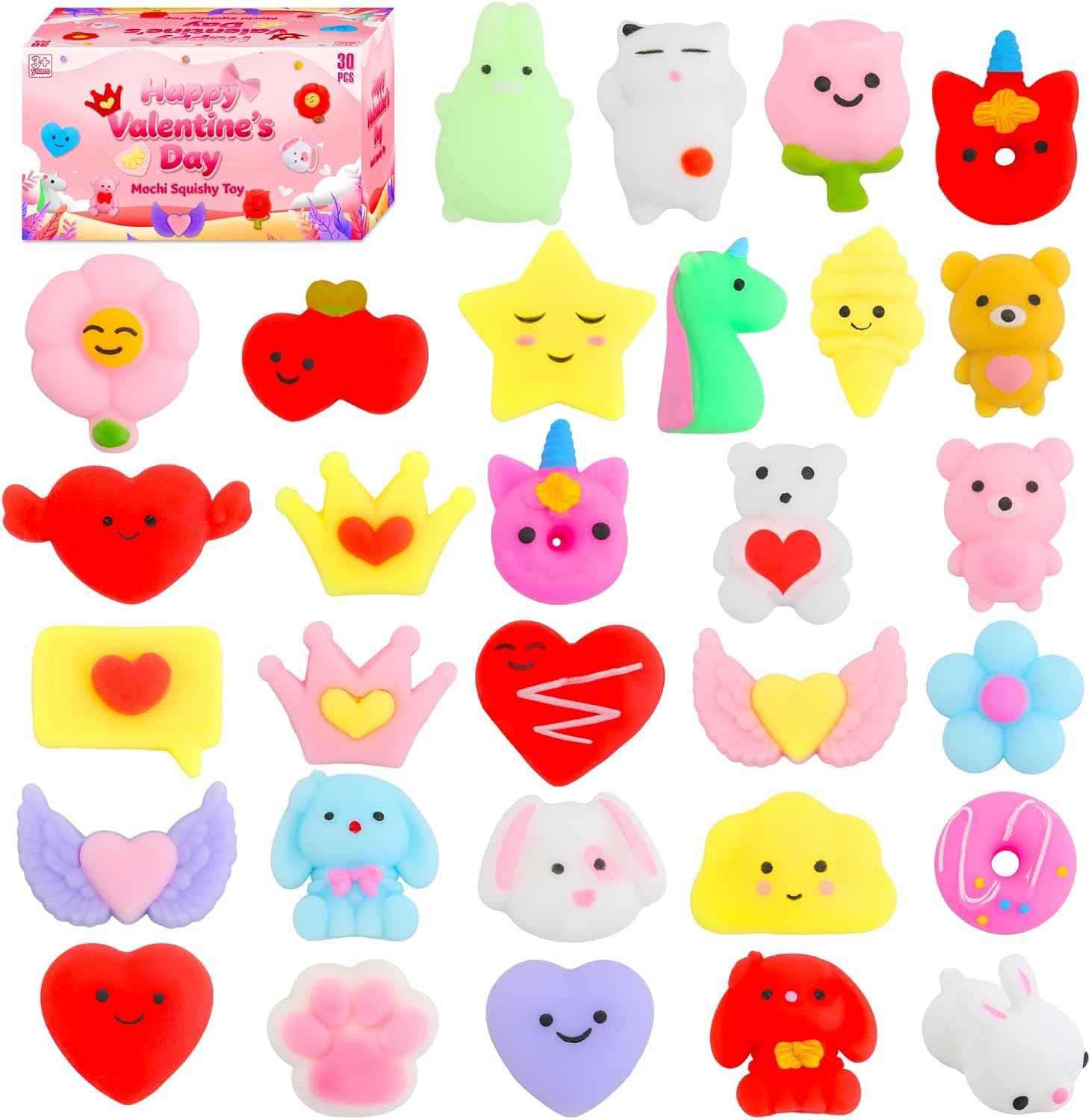 30 Pack Squishy Toys, Kawaii Squishies Party Favors for Kids 4-8 8-12 Treasure Box Toys for Classroom Birthday Xmas Gifts Goodie Bag Mini Animals Mochi Squishy Stress Relief Sensory Toys Random