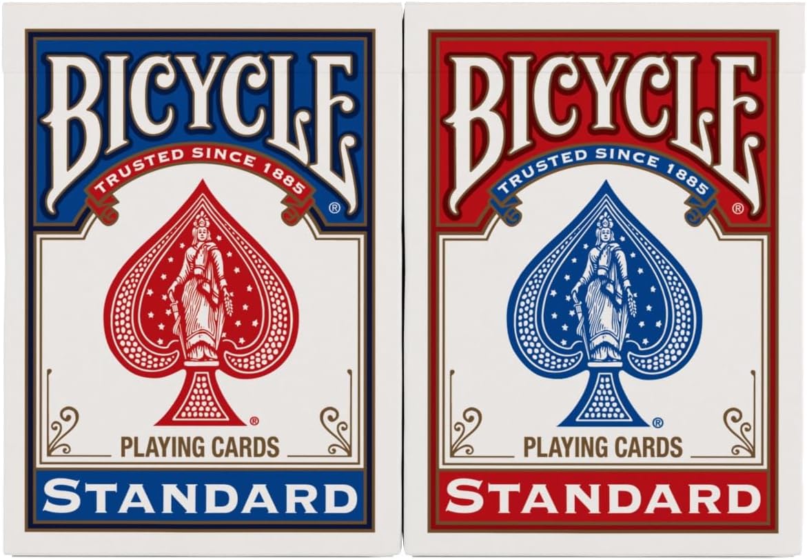 Bicycle Standard Playing Cards, Standard Poker Size Deck of Cards, Red & Blue (2 Pack), Classic Cards for Poker, Blackjack, Family Game Night & Card Games, Fun for All Ages