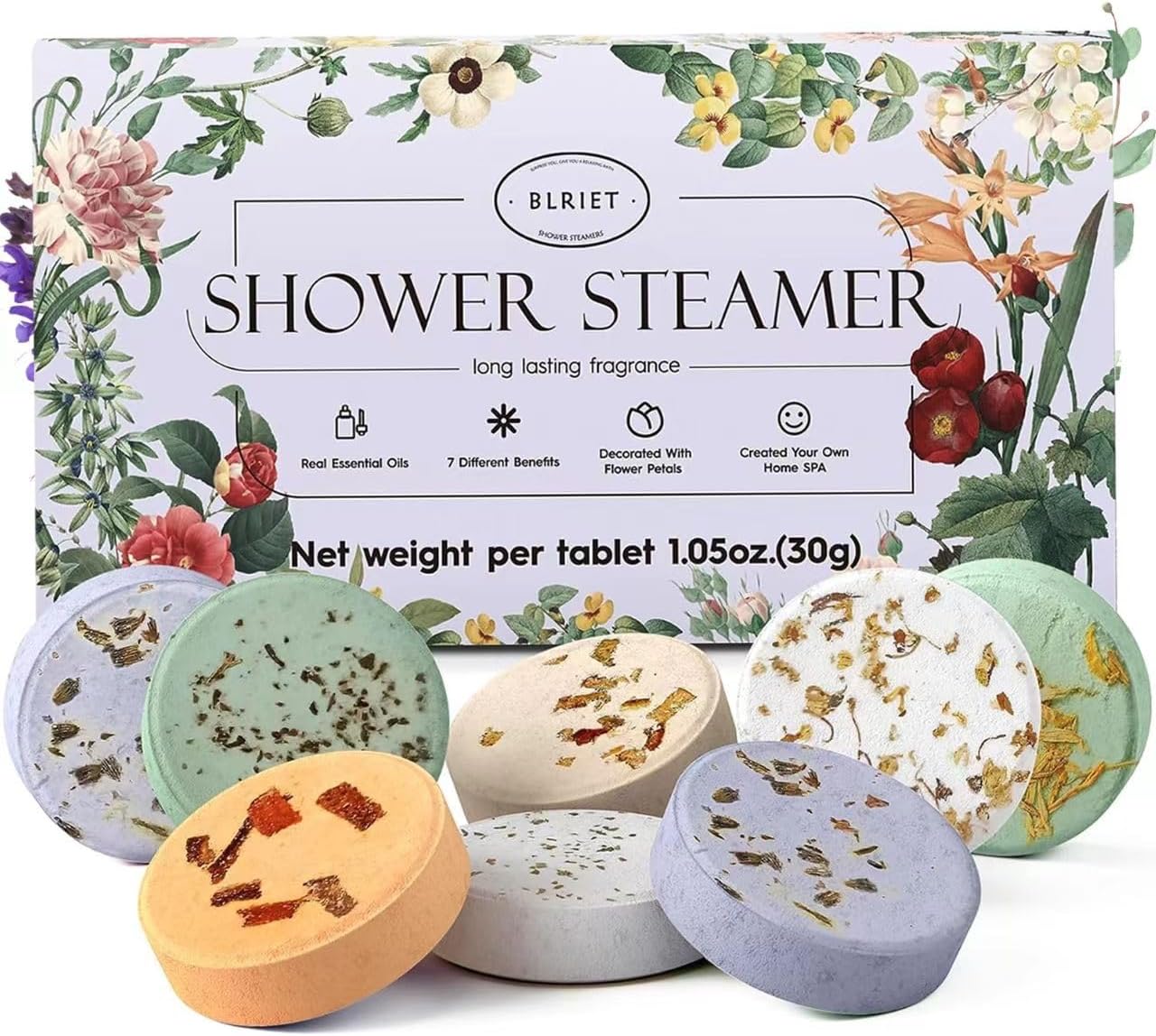 Shower Steamers Aromatherapy Blriet 8 Pack Gifts for Women and Teen Girls Self Care Spa Relaxation Essentials
