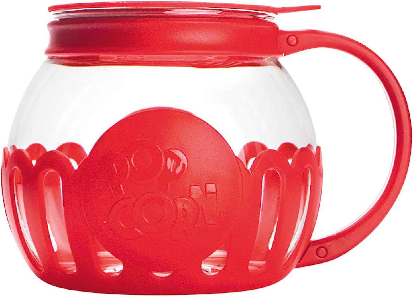 Ecolution Patented Micro-Pop Microwave Popcorn Popper with Temperature Safe Glass, 3-in-1 Lid Measures Kernels and Melts Butter, Made Without BPA, Dishwasher Safe, 1.5-Quart, Aqua