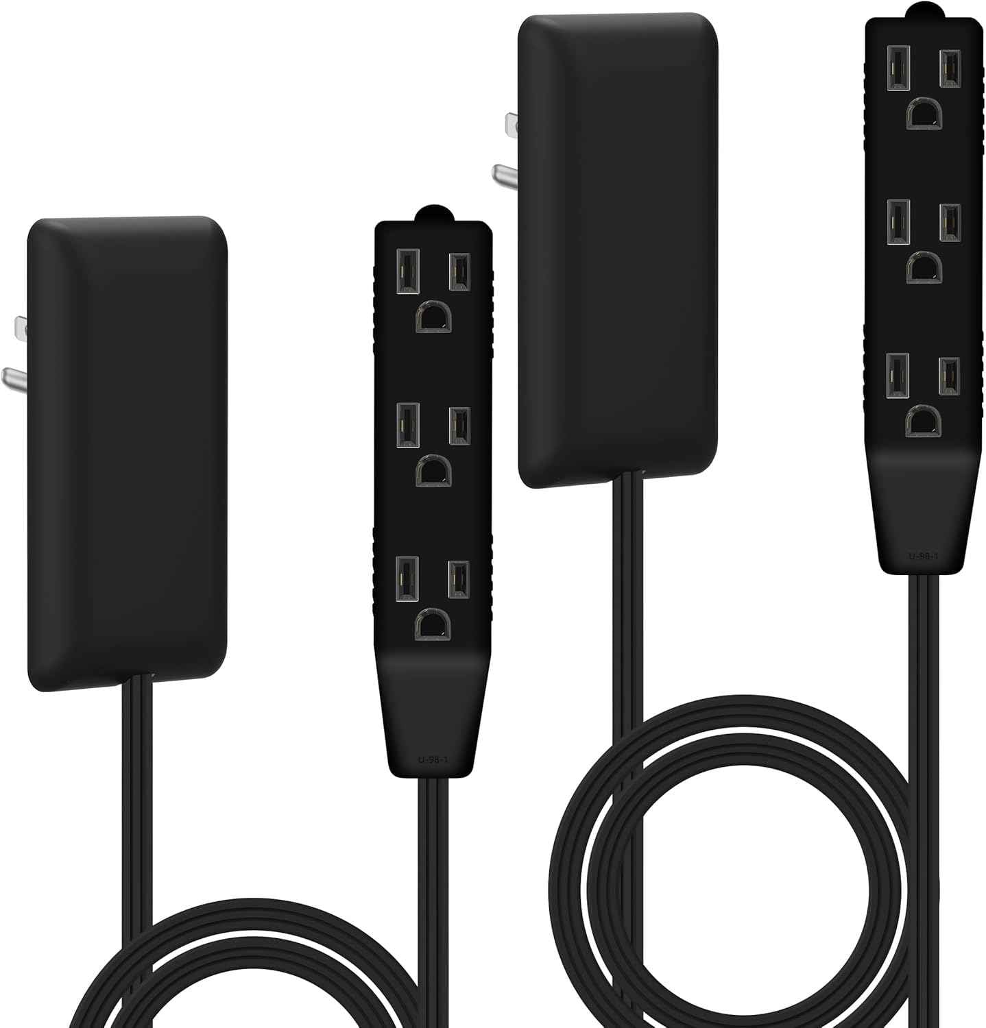 LIDER Flat-Face Outlet Extender with 3 Receptacles, Ultra-Thin Wall Plate Plug with Cord Extender and 3-Outlet Power Strip, 3ft Cord, LWE3-315-W, ETL-Listed, White