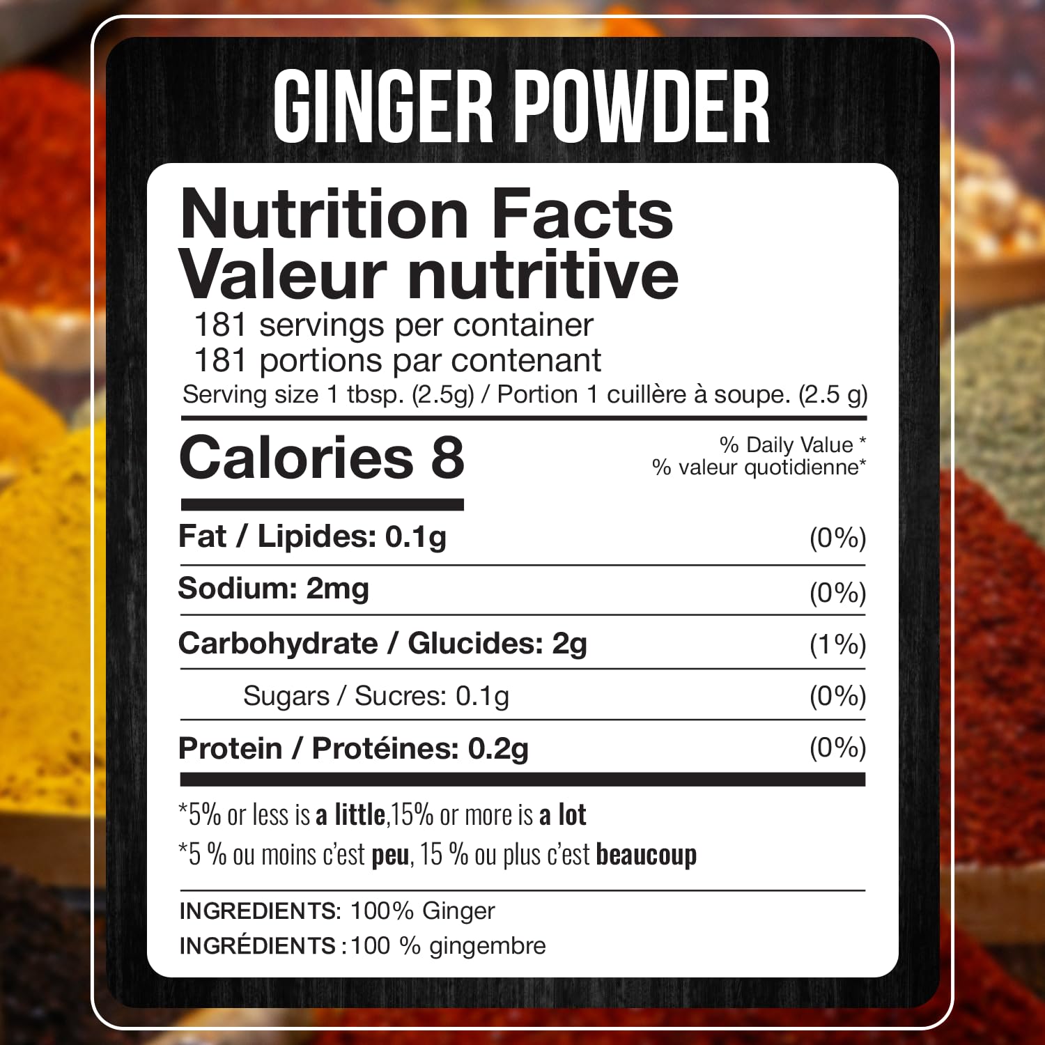 Fresh Finest 100% Pure Ground Ginger Root 15.97oz 453g Culinary and Health Benefits Spice