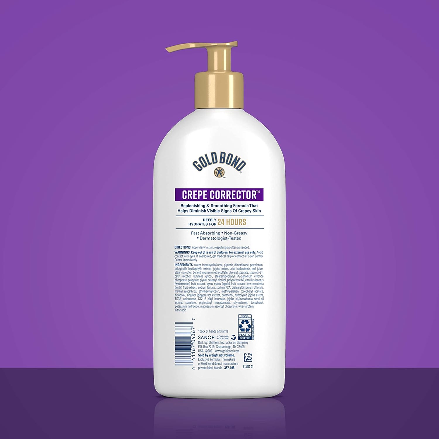 Gold Bond Age Renew Crepe Corrector Body & Face Lotion, 14 oz, Replenishing Smoothing Formula, Fragrance Free, Dermatologist Tested