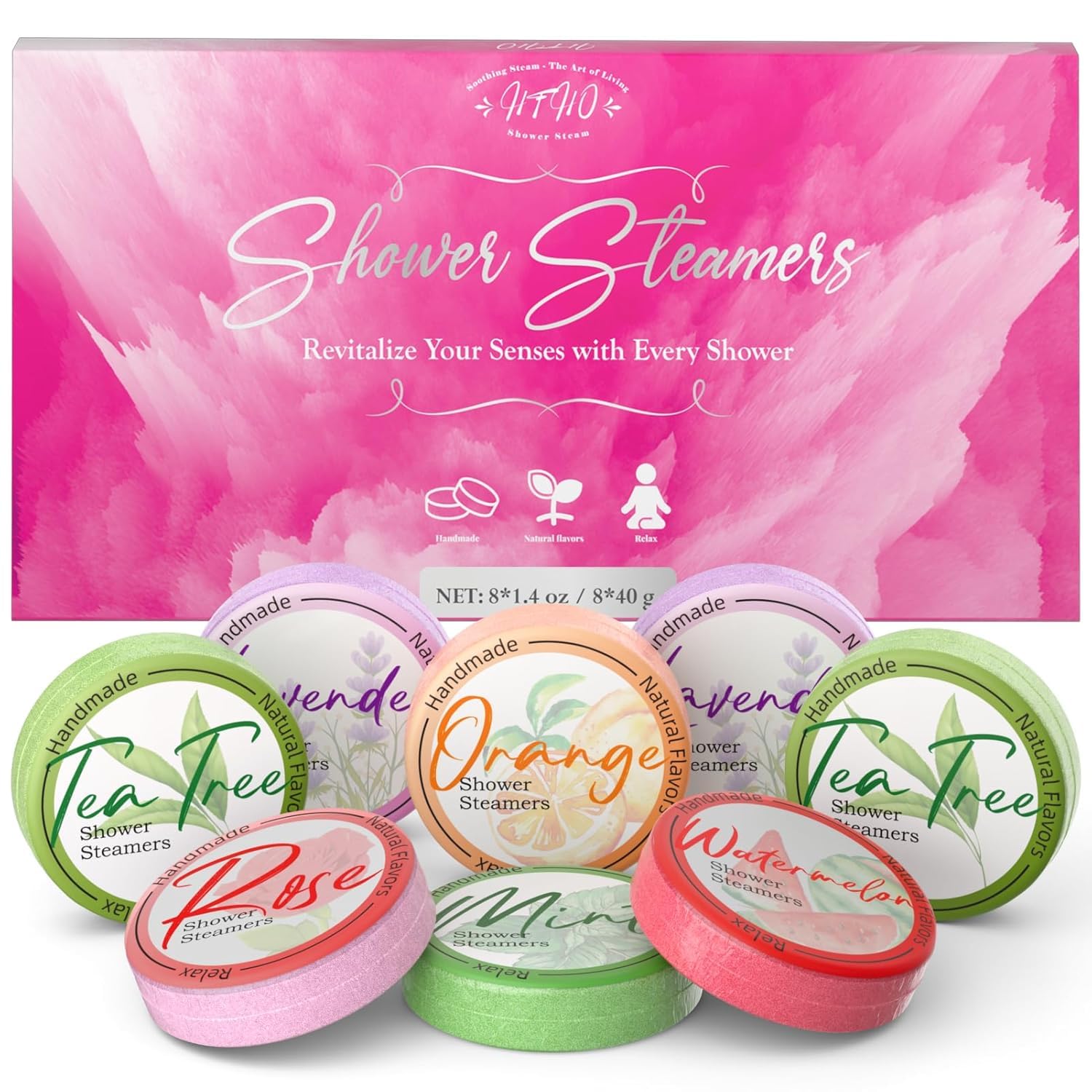 Shower Steamers Aromatherapy 8 Pack - Lavender and Eucalyptus Essential Oils, Self Care Gifts for Women and Men