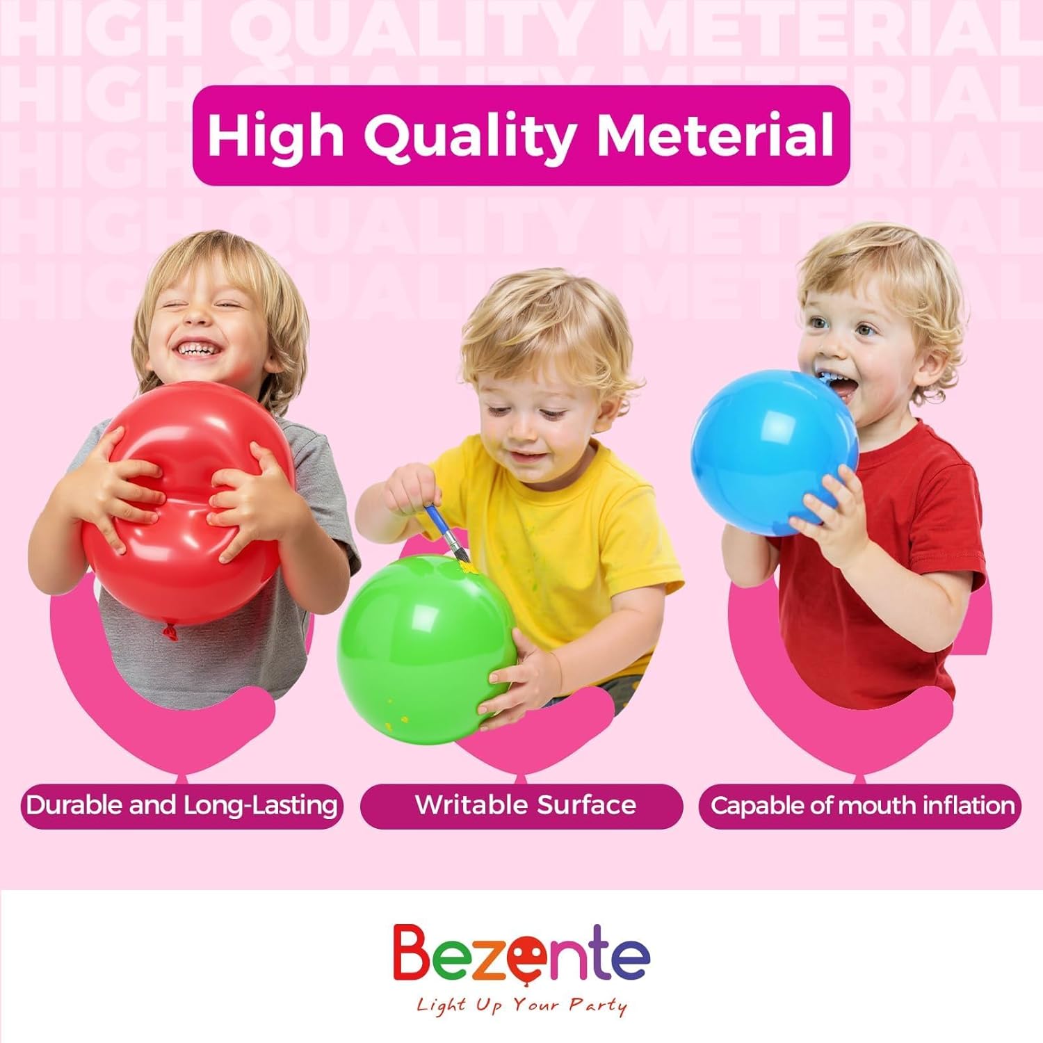 Bezente Assorted Rainbow Latex Balloons, 100 Pack 12 inch Round Helium Bright Color Balloons for Birthday Bridal Shower Wedding Party Decorations