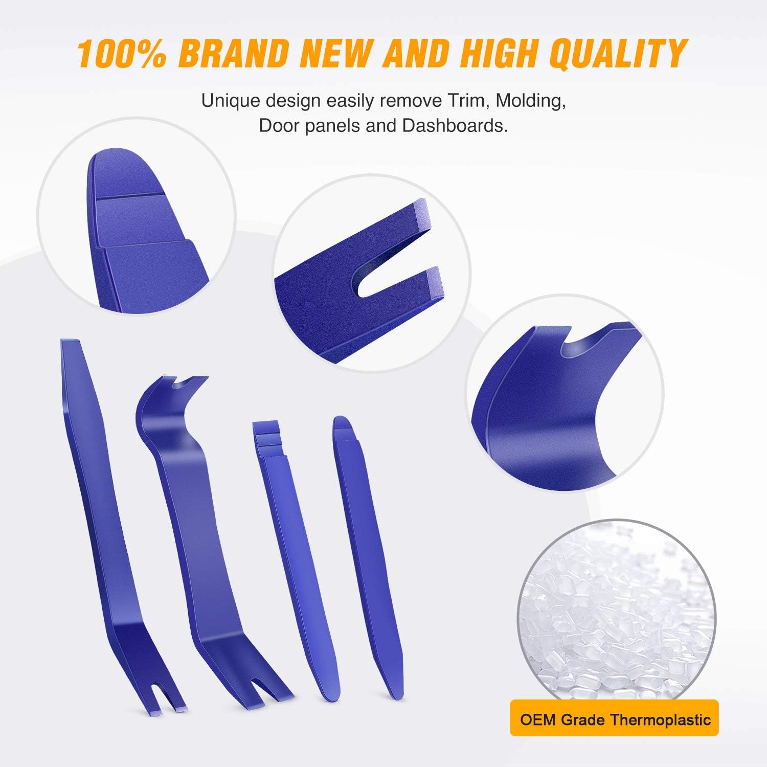 GOOACC 5PCS Auto Trim Removal Tool Kit No-Scratch Pry Tool Kit for Car Door Clip Panel & Audio DasBVoard Dismantle -5PCS