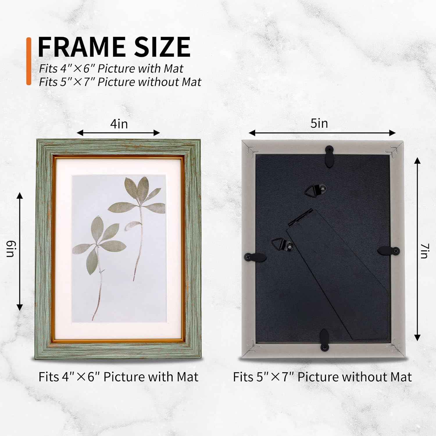 Fixwal 5x7 Picture Frame Set of 5, Vintage Photo Frame, Rustic Retro Picture Frame with Tempered Glass, Decorative Art on Walls and Tabletop Placement