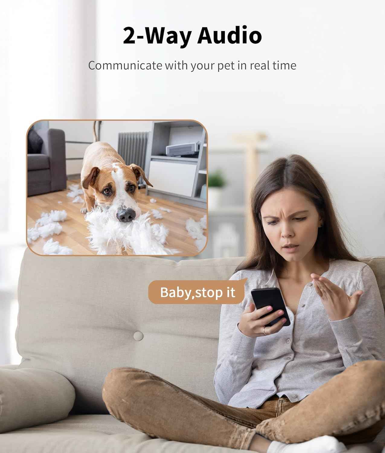 2K Pet Camera Treat Dispenser, 360°View Dog Camera with Phone App, 5G&2.4G WiFi 2-Way Talk Pet Cam Indoor for Cats Remote Treat Tossing, Motion Alerts, Auto Tracking