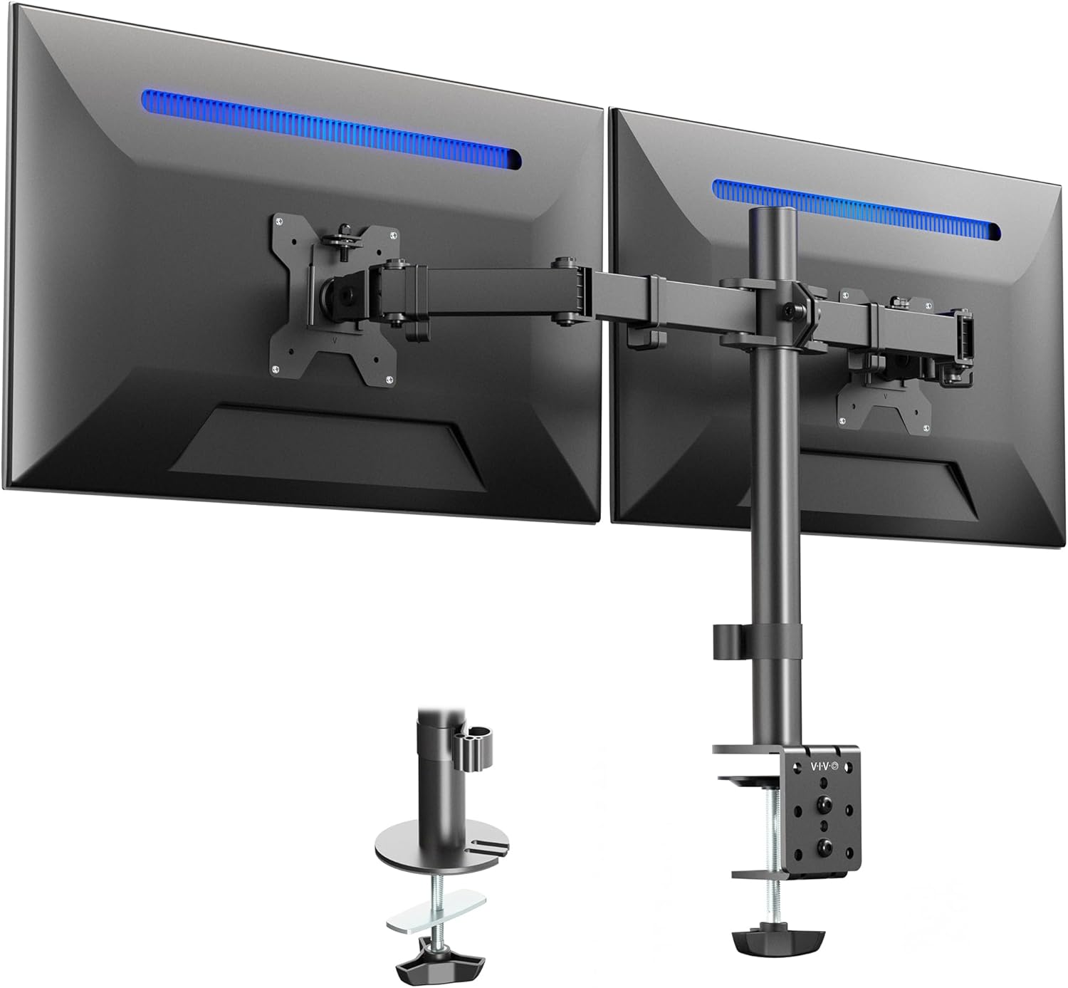 vivo dual monitor desk mount heavy duty fully adjustable steel stand black