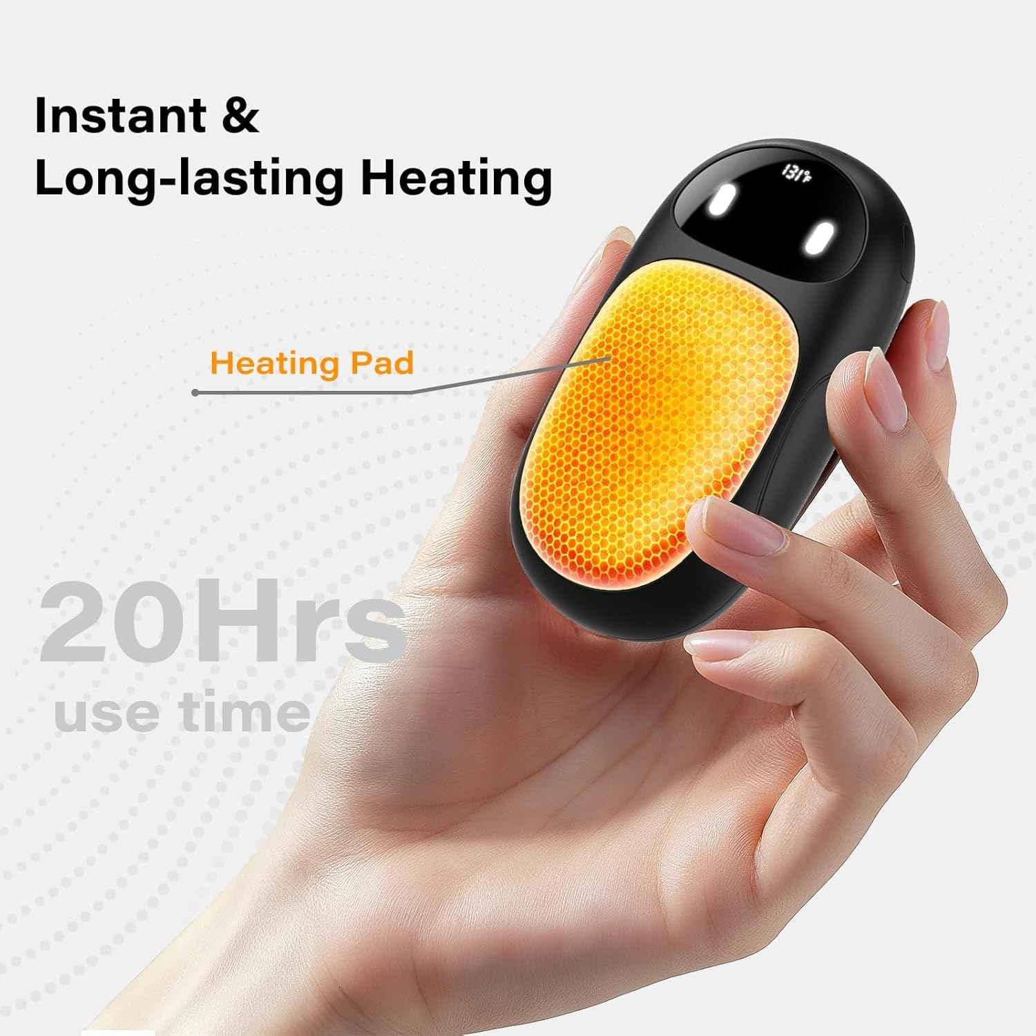 Hand Warmers Rechargeable 2 Pack, AI Smart Chips 20Hrs Long Safe Heat, Magnetic Electric Hand Warmers, Gifts for Christmas, Outdoor, Golf, Hunting, Camping Accessories