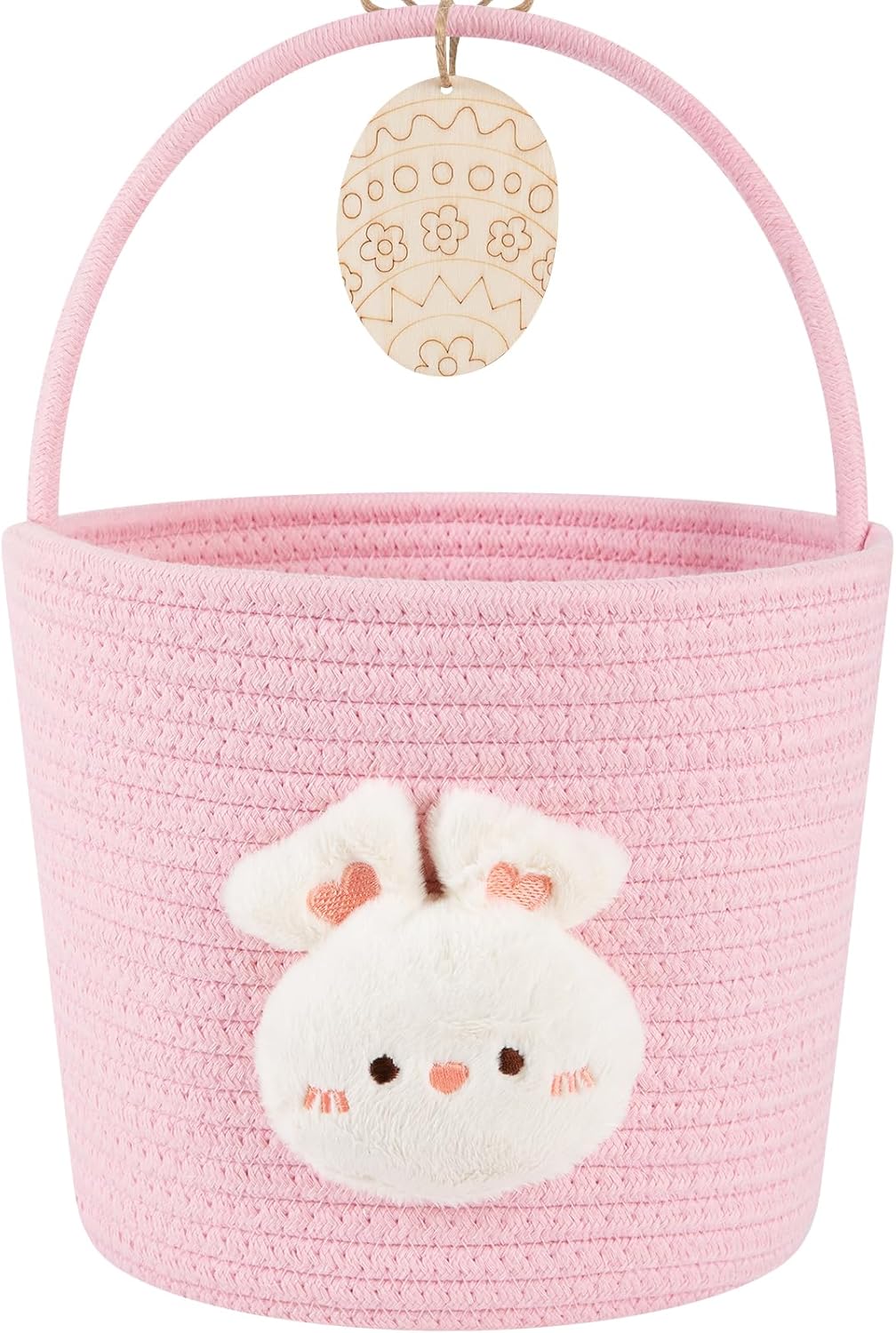 oiahomy-pink-easter-basket-with-handle-personalized-bunny-baskets-for-kids-and-gifts
