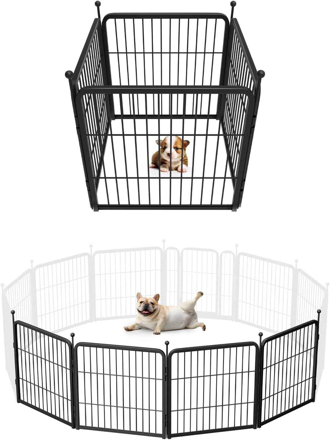FXW Rollick Unleashed Dog Playpen for Indoor, Yard, RV Camping, 24 inch 8 Panels for Small and Puppy Dogs, Black│Patented