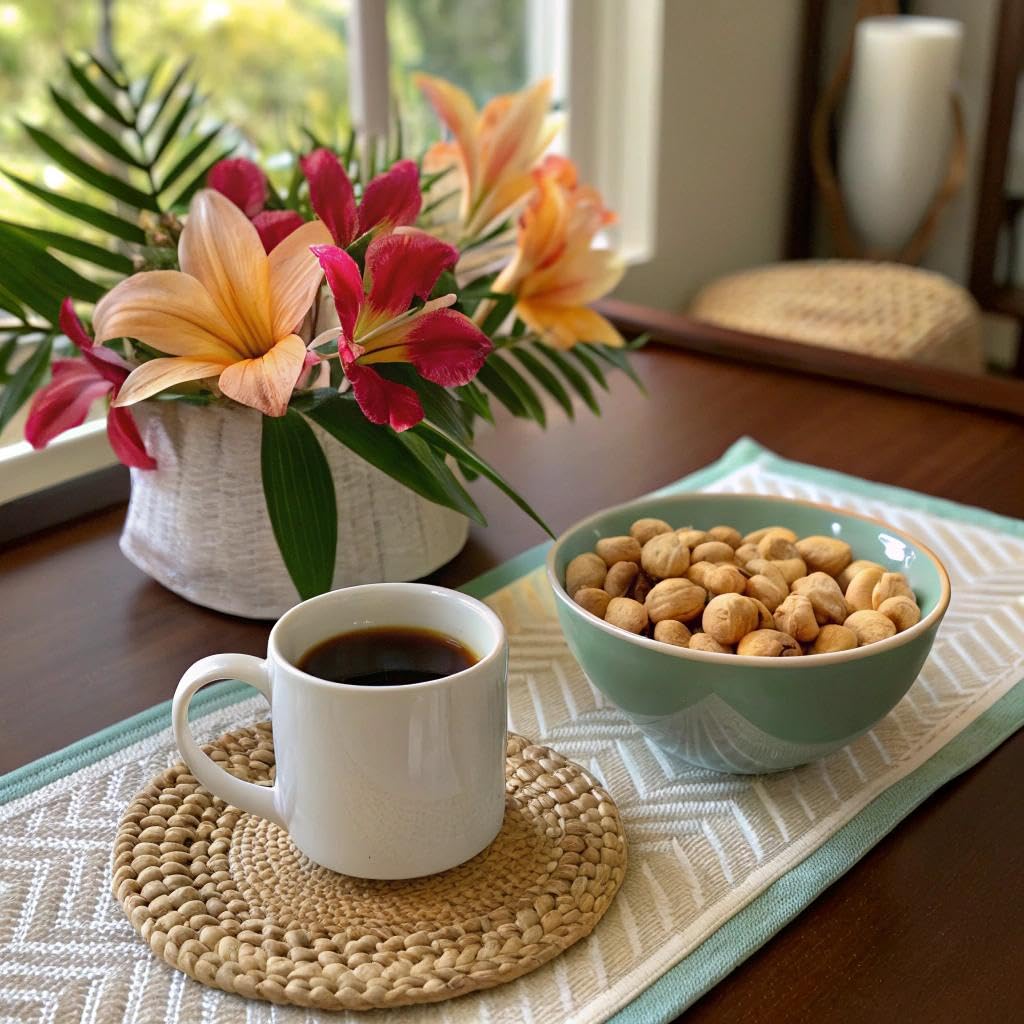 kauai coffee k-cup pods, arabica coffee, 10% hawaiian, medium roast, vanilla beans with toasted macadamia nuts, 22 count