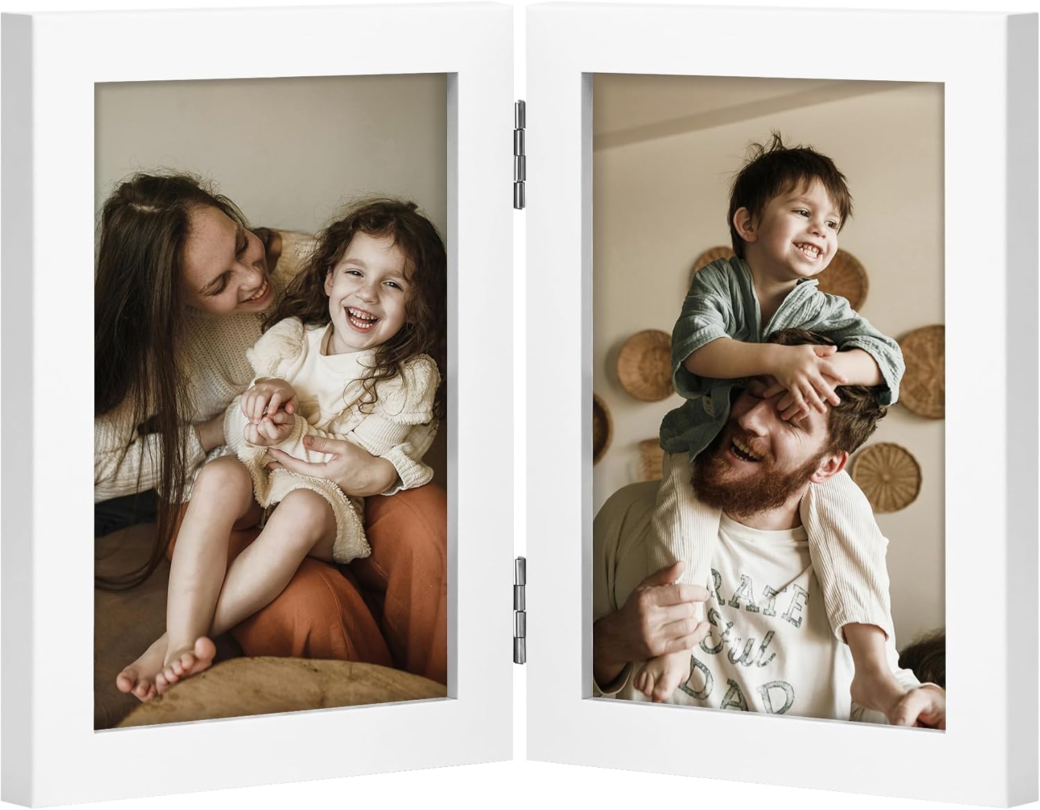 decorUhome double 4x6 picture frame vertical engineered wood bifold photo frame with plexiglass tabletop display black