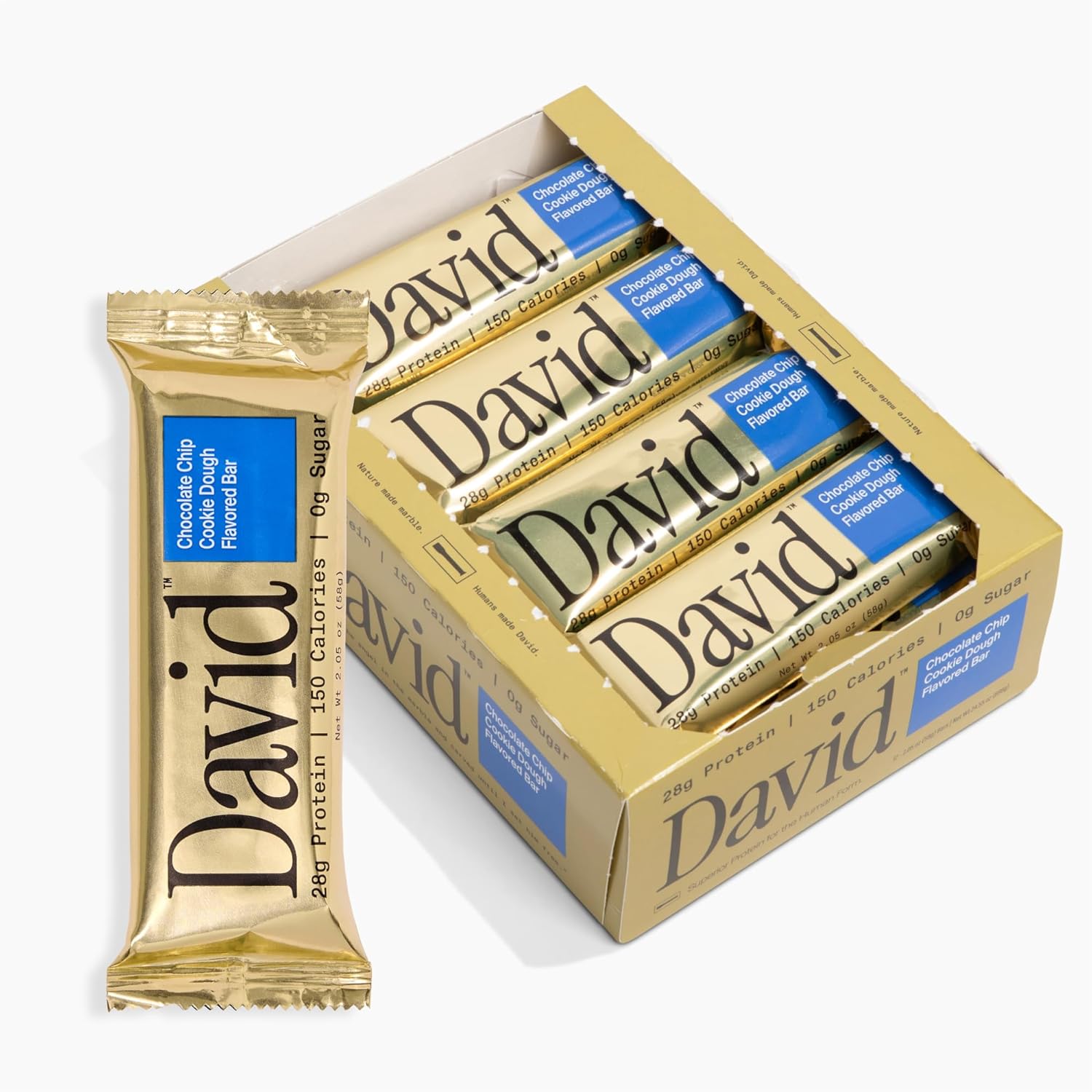 David High Protein Bars No Sugar - 28g Protein, 150 Calories, Gluten Free, Low Carb, Sugar Free, Chocolate Chip Cookie Dough