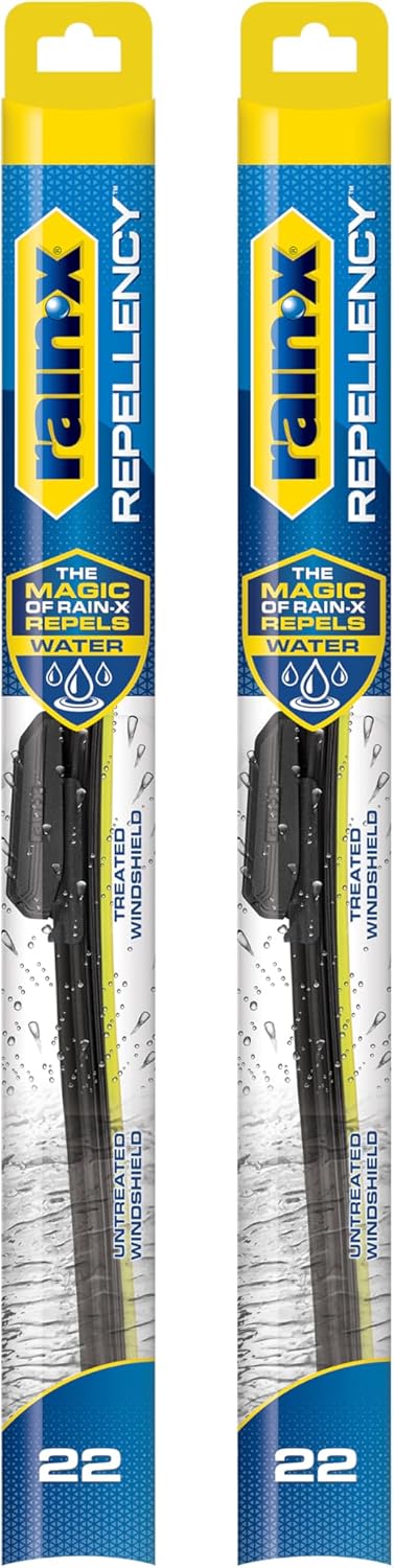 Rain-X 810363 Repellency Water Repellent Wiper Blades, 22" Windshield Wipers (Pack of 2), All Weather Streak-Free for Enhanced Visibility w/Water Repellency Formula