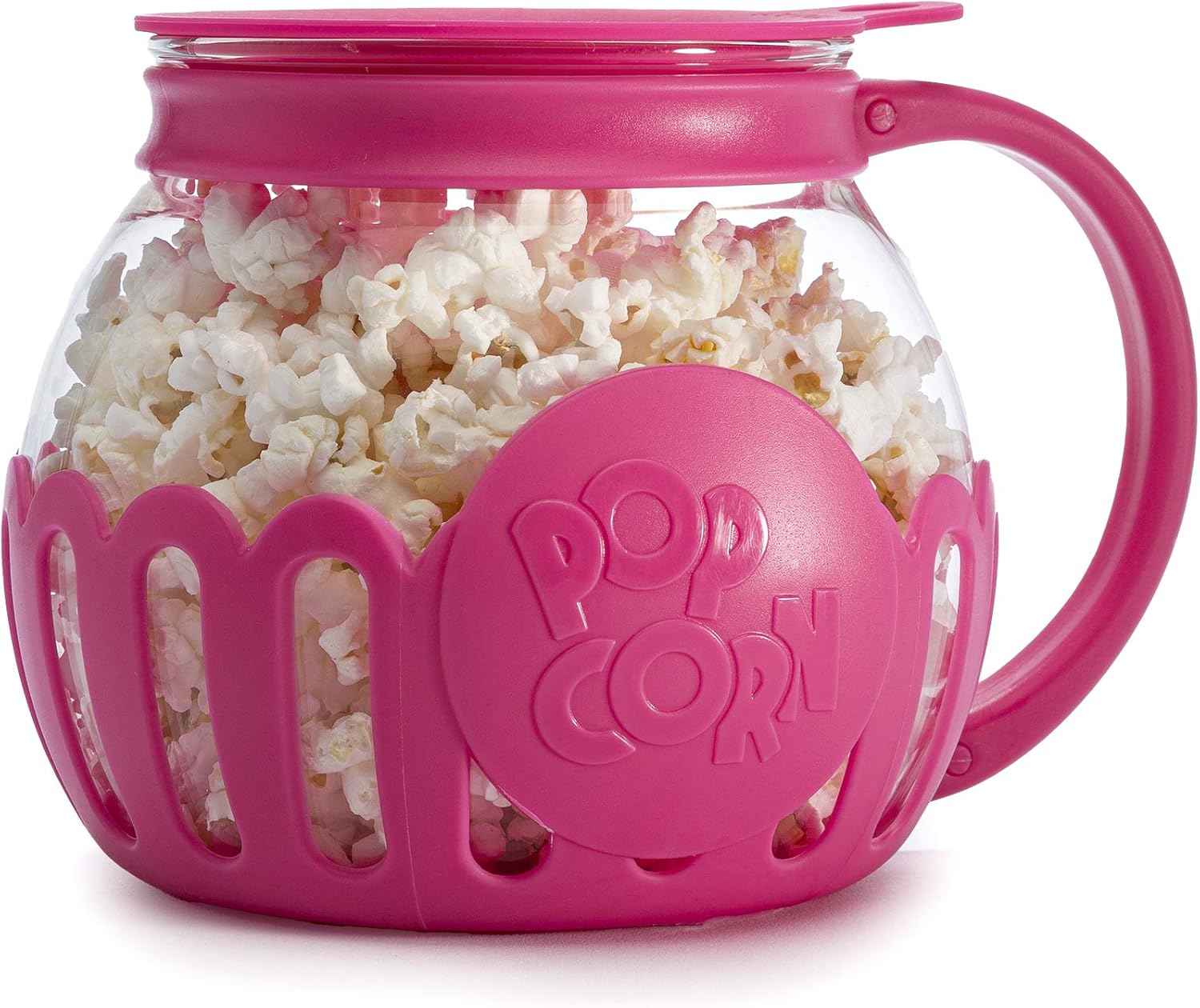 Ecolution Patented Micro-Pop Microwave Popcorn Popper with Temperature Safe Glass, 3-in-1 Lid Measures Kernels and Melts Butter, Made Without BPA, Dishwasher Safe, 1.5-Quart, Aqua
