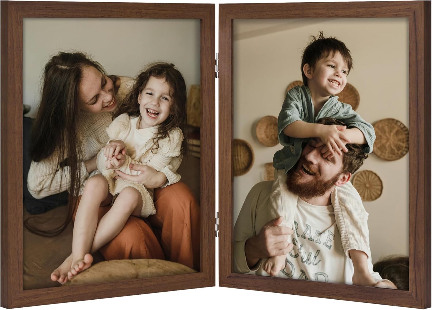 decorUhome double 4x6 picture frame vertical engineered wood bifold photo frame with plexiglass tabletop display black