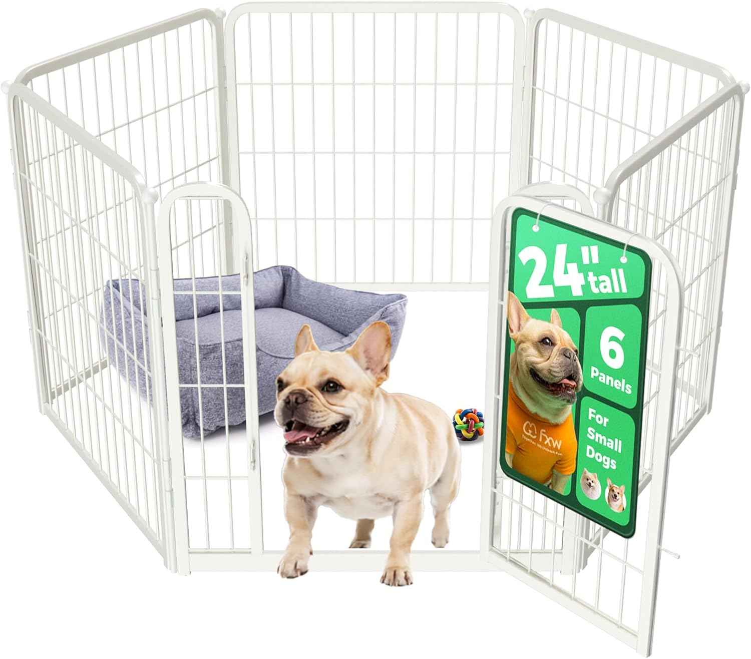 FXW Homeplus Unleashed Indoor Dog Playpen - Stress-Free and Safe Play, Heavy Duty 24 Inch 6 Panels Dog Pen for Puppy and Small Dogs, Black│Patented