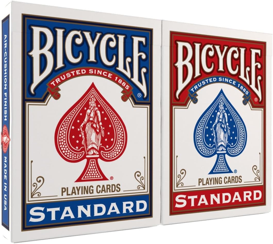 Bicycle Standard Playing Cards, Standard Poker Size Deck of Cards, Red & Blue (2 Pack), Classic Cards for Poker, Blackjack, Family Game Night & Card Games, Fun for All Ages