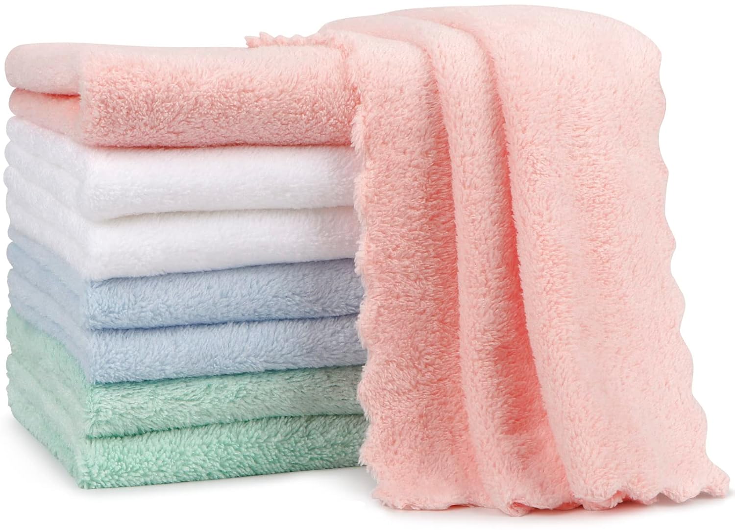 Orighty 20x10 inch coral fleece baby burp cloths, highly absorbent and ultra soft for newborns, 8-pack