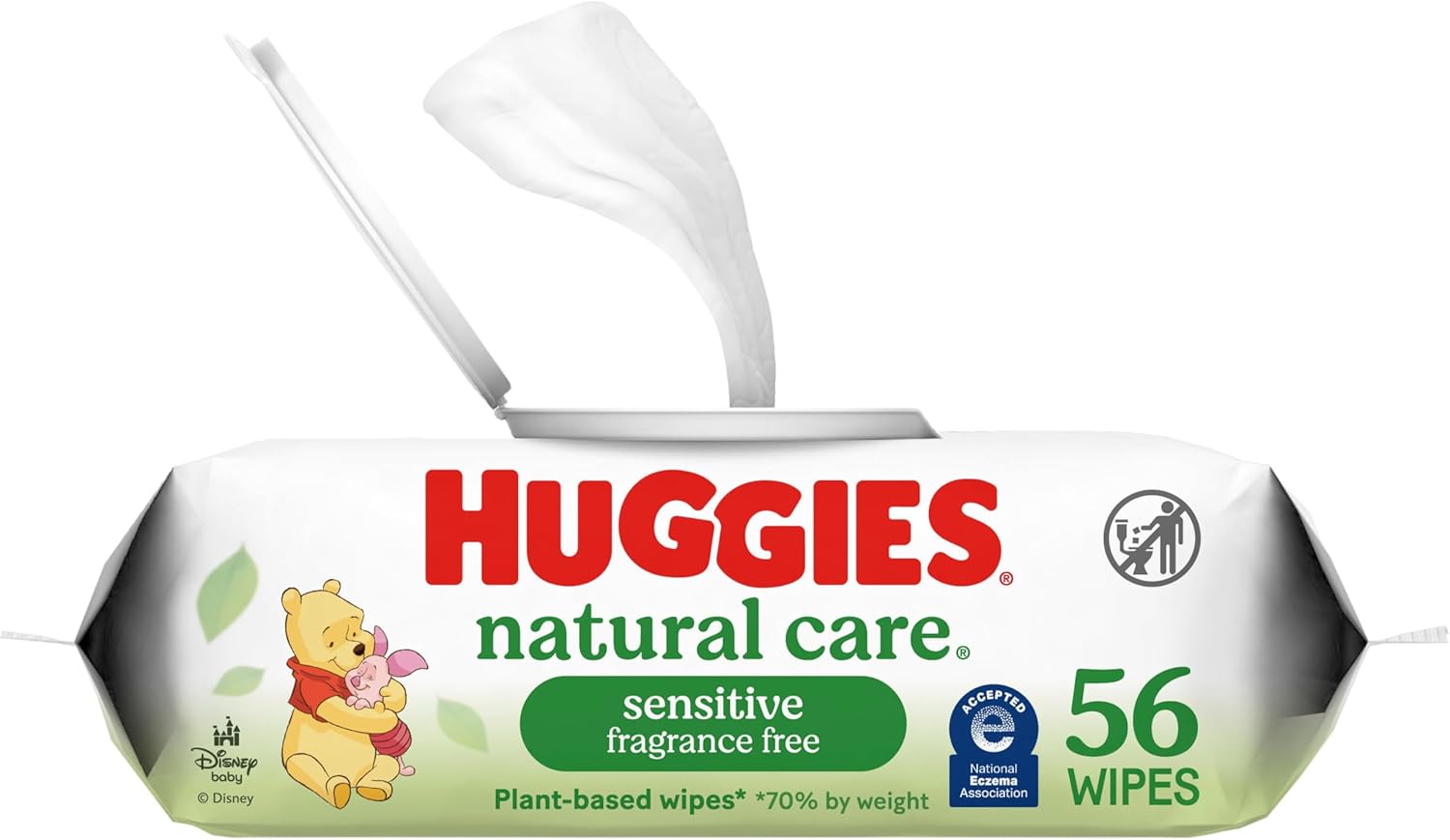 Huggies unscented baby wipes, 99% purified water, 56-count, 1 flip-top pack, hypoallergenic, fragrance free
