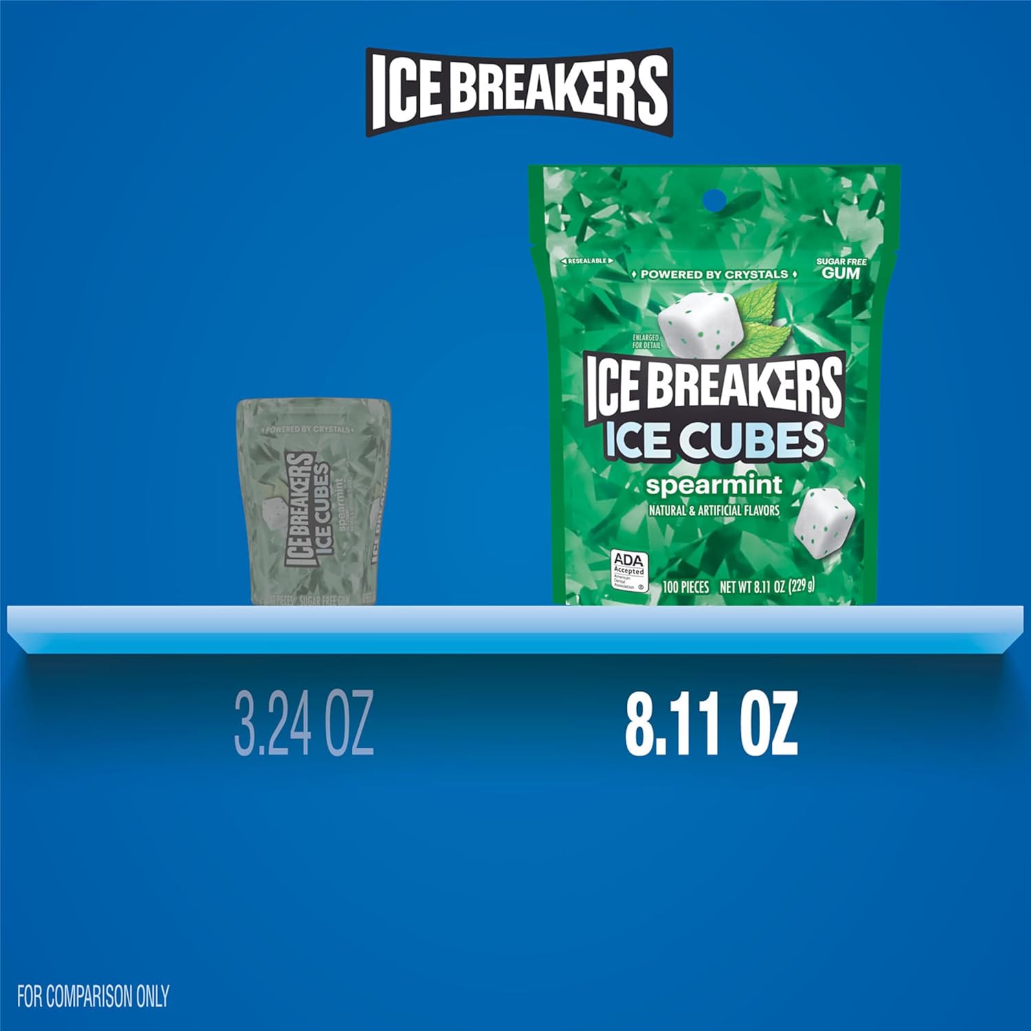 ice breakers spearmint sugar free chewing gum pouch 8.11 oz 100 pieces