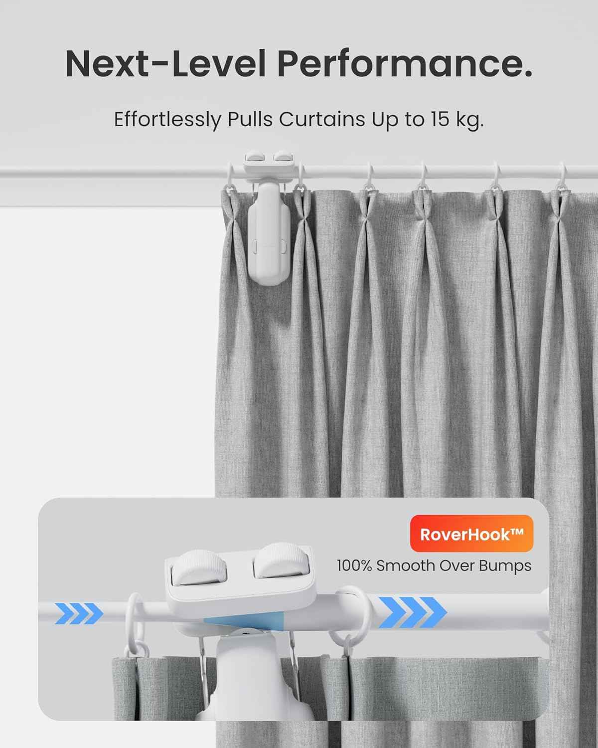 SwitchBot 2025 Automatic Curtain Opener 3 Rod-Bluetooth Remote Control, WiFi&Smartphone Control, Upgraded High-Performance, Add Hub to Work with Alexa, Google Home, HomeKit