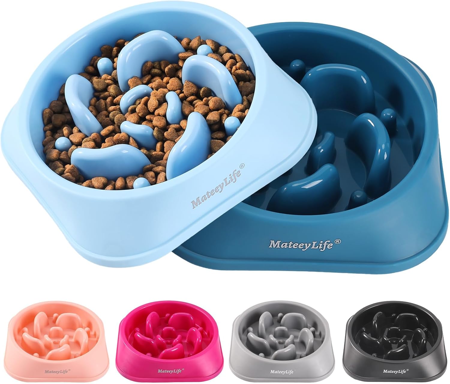 MateeyLife slow feeder dog bowls, 2PCS, anti-choking puzzle dog food bowls, anti-slip interactive feeding slow down eating for medium breeds