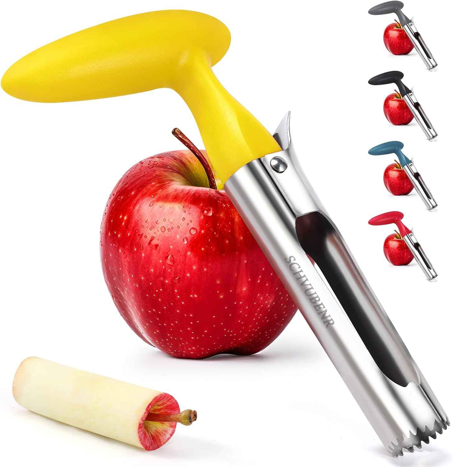 SCHVUBENR Premium Apple Corer Tool - Easy to Use and Clean - Sturdy Apple Core Remover with Sharp Serrated Blades - Stainless Steel Corers for Apple and Pear - Core Fruits with Ease(Red)