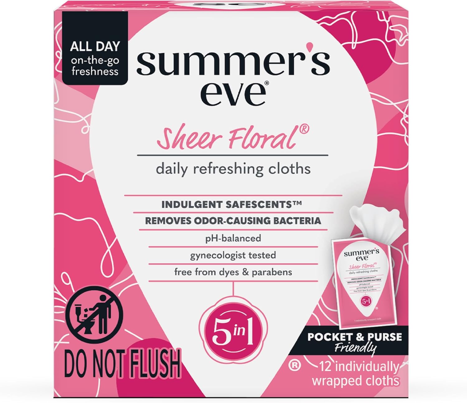 Summer's Eve 12-count Ultimate Odor Protection Daily Feminine Wipes with pH-balanced boric acid formula