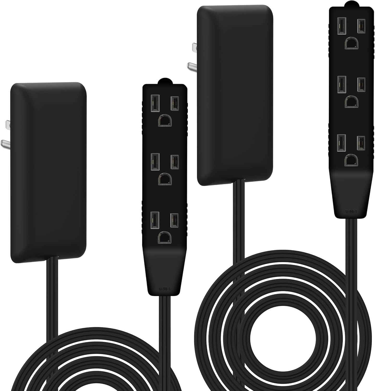 LIDER Flat-Face Outlet Extender with 3 Receptacles, Ultra-Thin Wall Plate Plug with Cord Extender and 3-Outlet Power Strip, 3ft Cord, LWE3-315-W, ETL-Listed, White